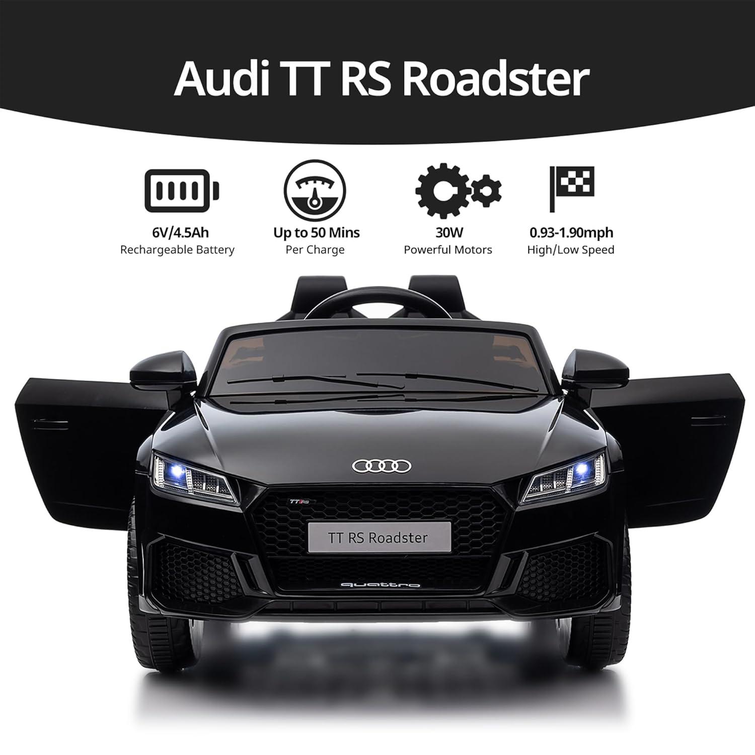 Outfunny Electric Car for Kids, Licensed Audi 6V Ride on Toy Car for Toddlers with Remote, Bluetooth