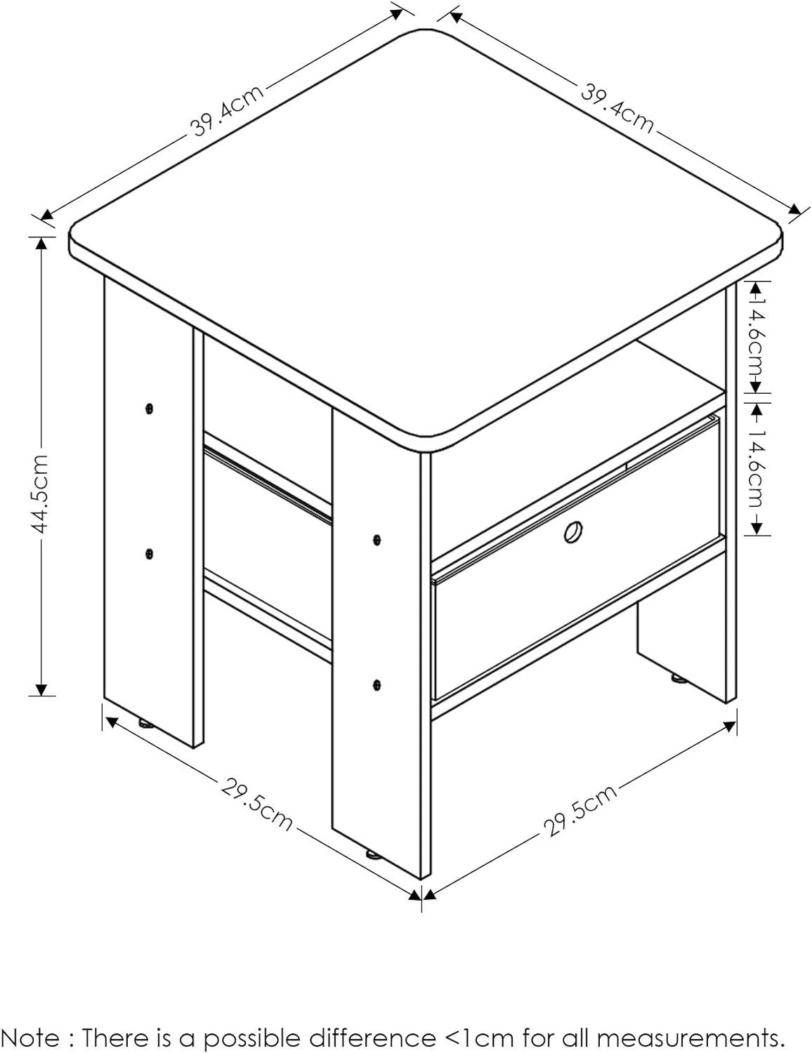 11157AM-MBR Andrey End Table Nightstand with Bin Drawer, Americano & Medium Brown