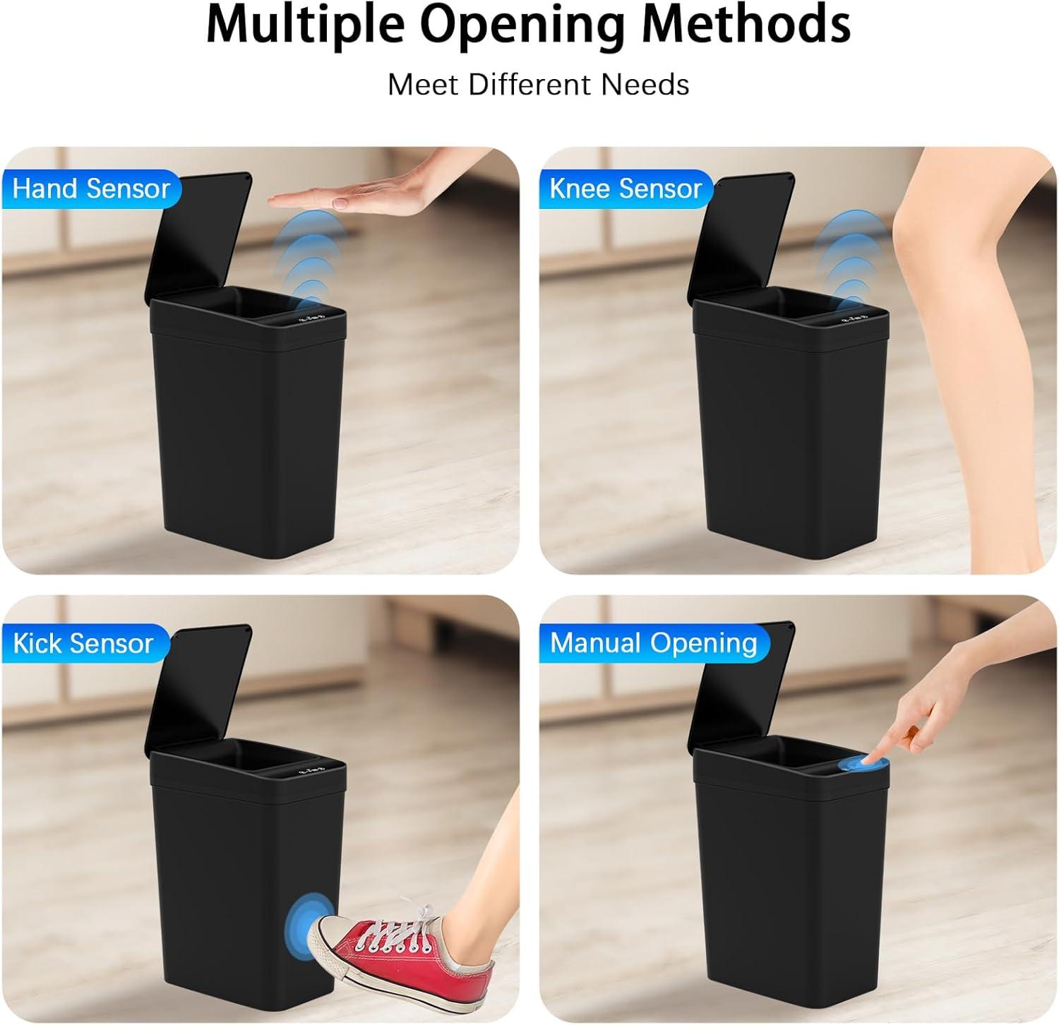 G & R PLUMBING ENTERPRISES, INC. 3 Pack Automatic Small Bathroom Trash Can with Lid - 2.5 Gallon Touchless Garbage Can