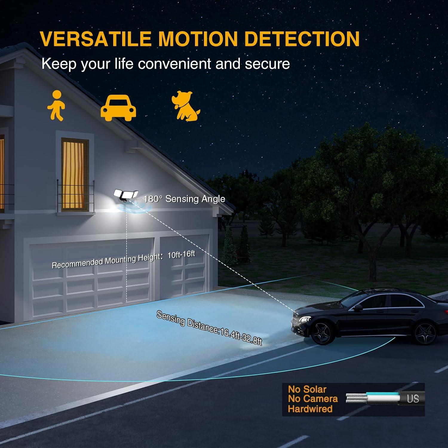 Black 100W LED Motion Sensor Security Flood Light