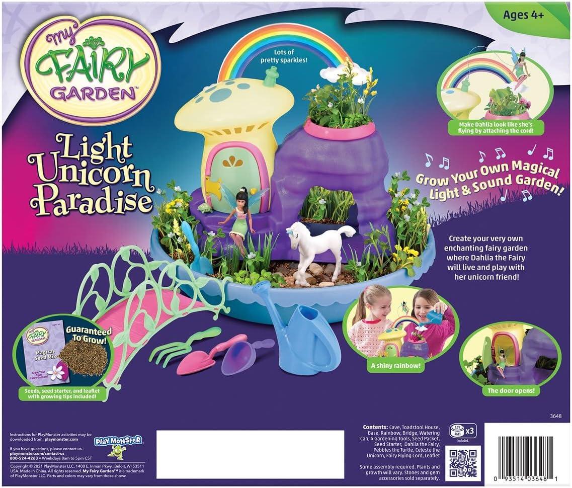 PlayMonster My Fairy Light Unicorn Paradise, Interactive Garden Playset with Lights and Sounds, Ages 4 and Up