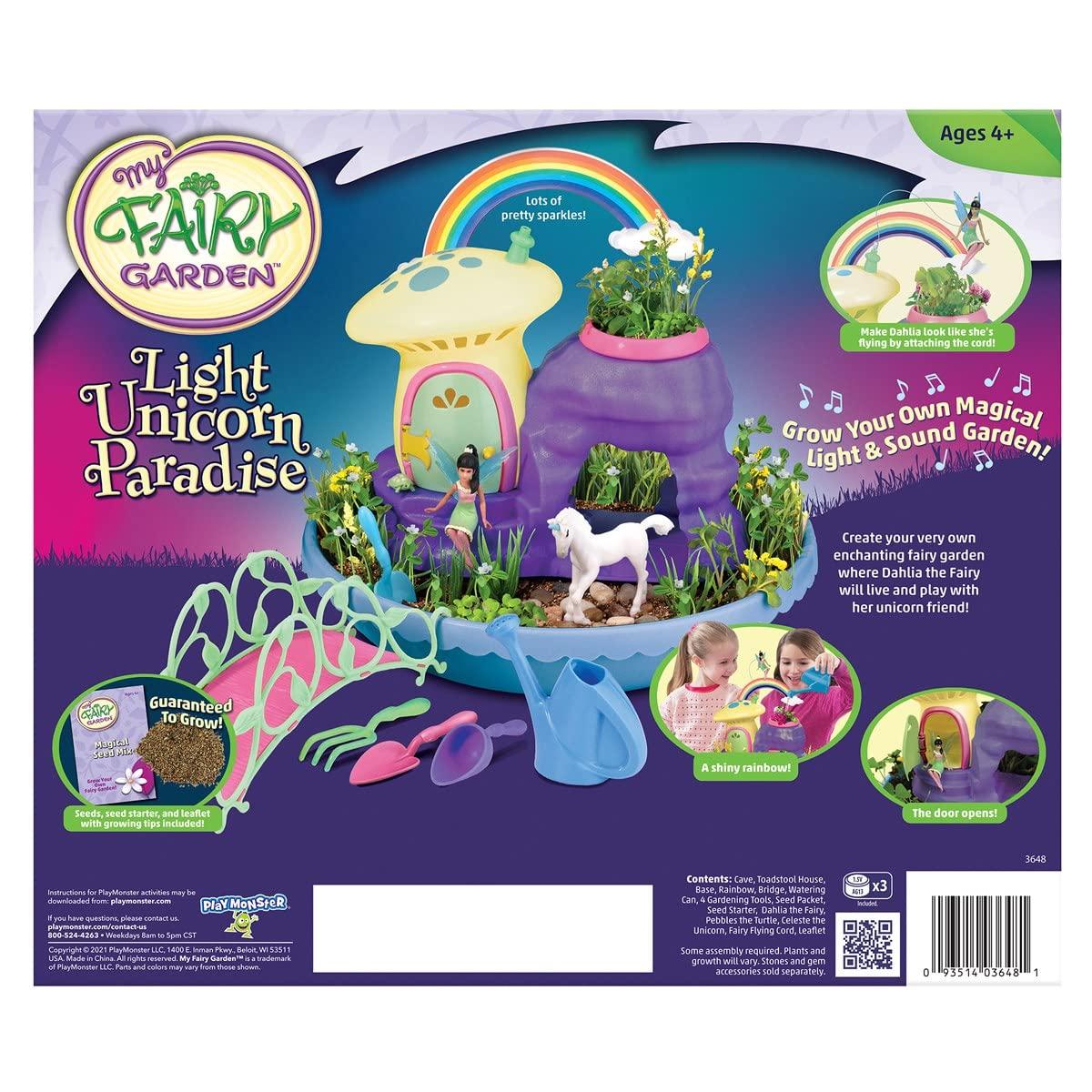 PlayMonster My Fairy Light Unicorn Paradise, Interactive Garden Playset with Lights and Sounds, Ages 4 and Up