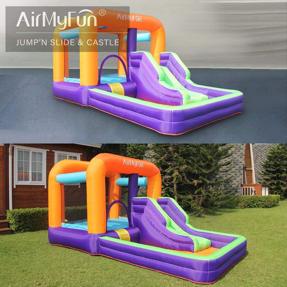 AirMyFun Bounce House for Kids, Inflatable Bounce House with Slide, Jumping Bouncy Area with Air Blower, Suitable for Playing Outdoor and Indoors, Continuous Blower Included