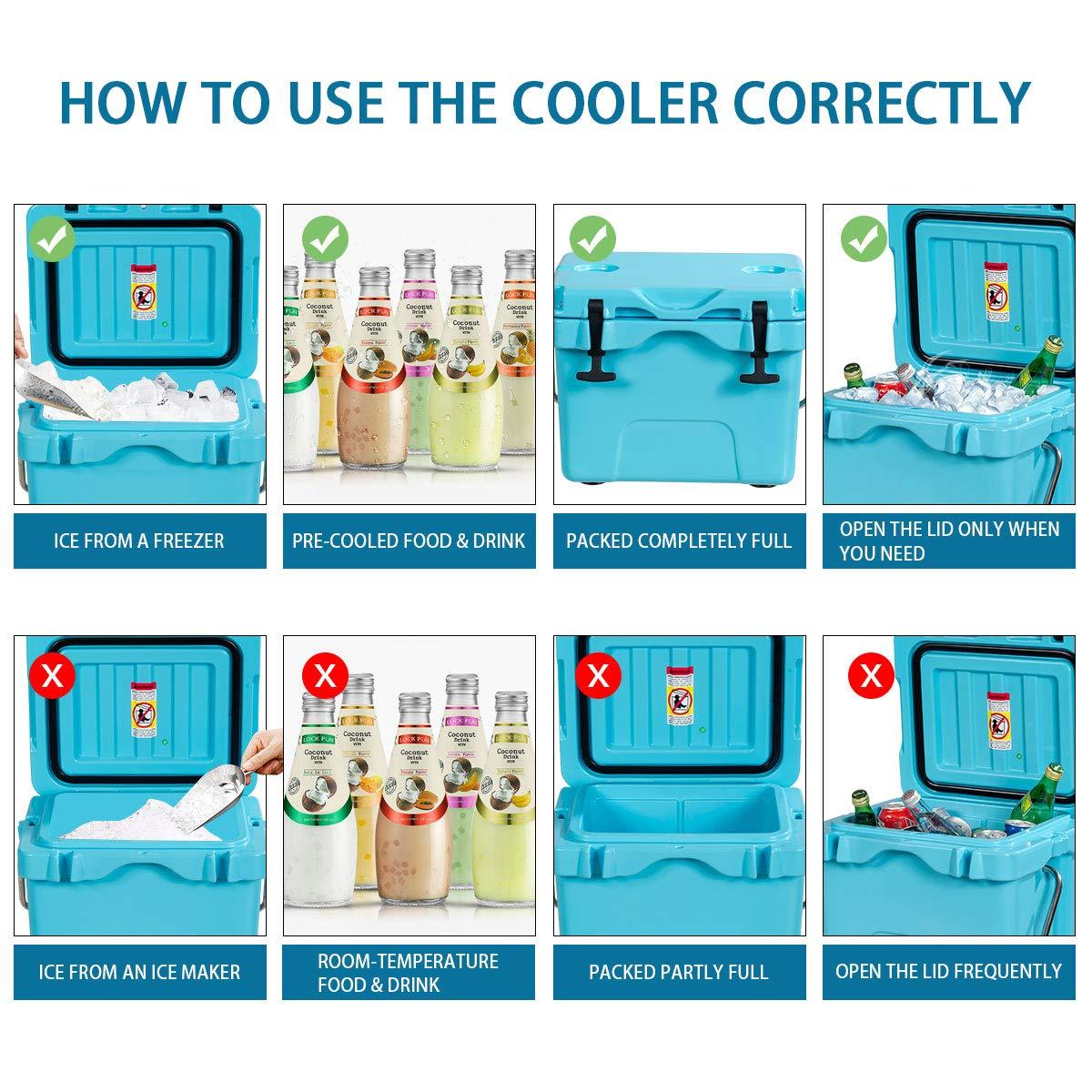 Costway 16 Quart Cooler Portable Ice Chest Leak-proof 24 Cans Ice Boxfor Camping