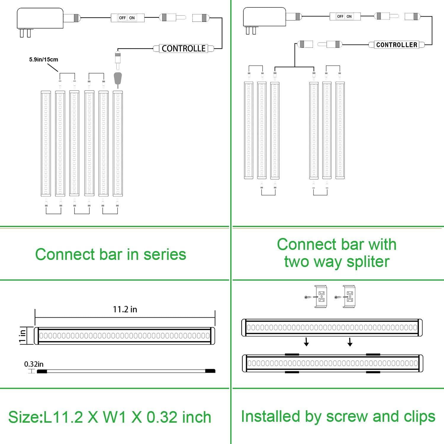 AIBOO LED Under Counter Light Rigid Bar Kit,12V Under Cabinet Lighting Dimmable with Switch For Counter Shelf Showcase Display Lighting (6 Panels)