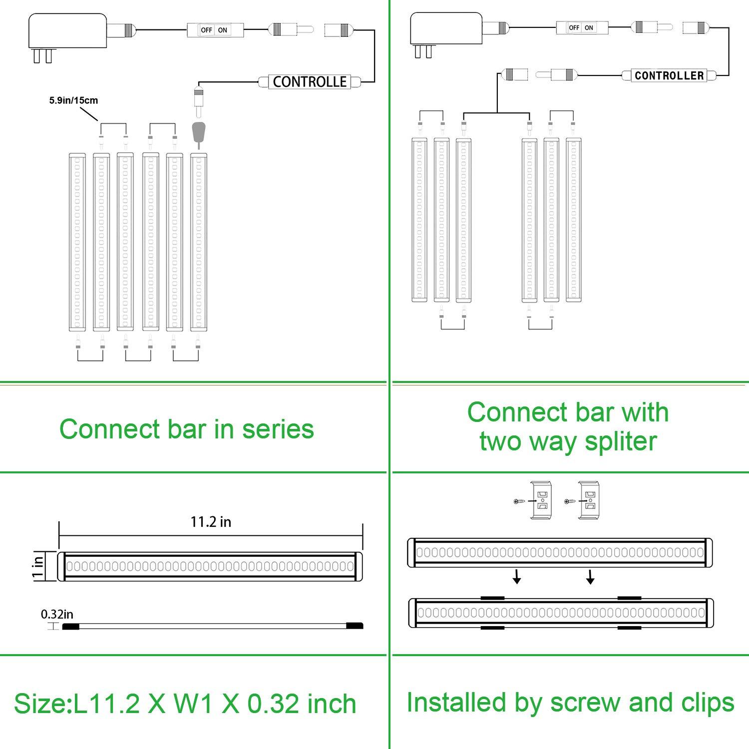 ANTOTEN LED Under Cabinet Lighting Kit - 6 Panel Rigid Bar with Dimmable Switch