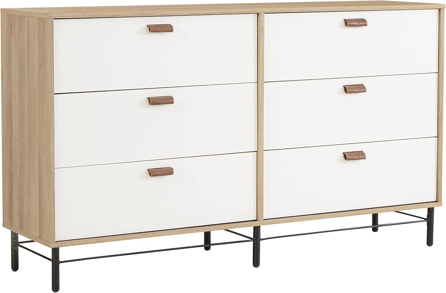 Anda Noor 6 Drawer Dresser Sky Oak - Sauder: Modern Storage Furniture with Metal Runners