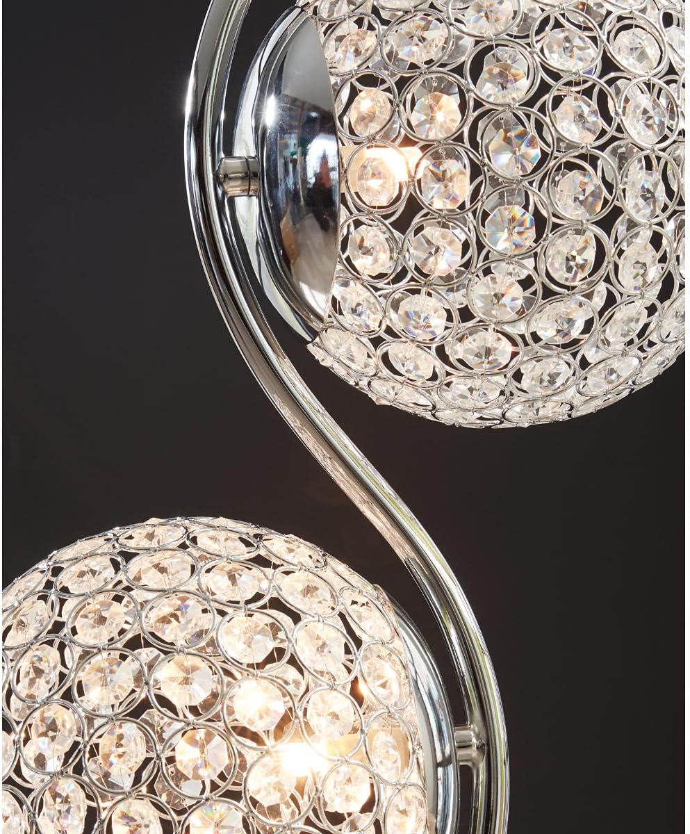 Signature Design by Ashley Winter Metal Floor Lamp Clear/Silver : Acrylic Beads, Dual Dome Shades