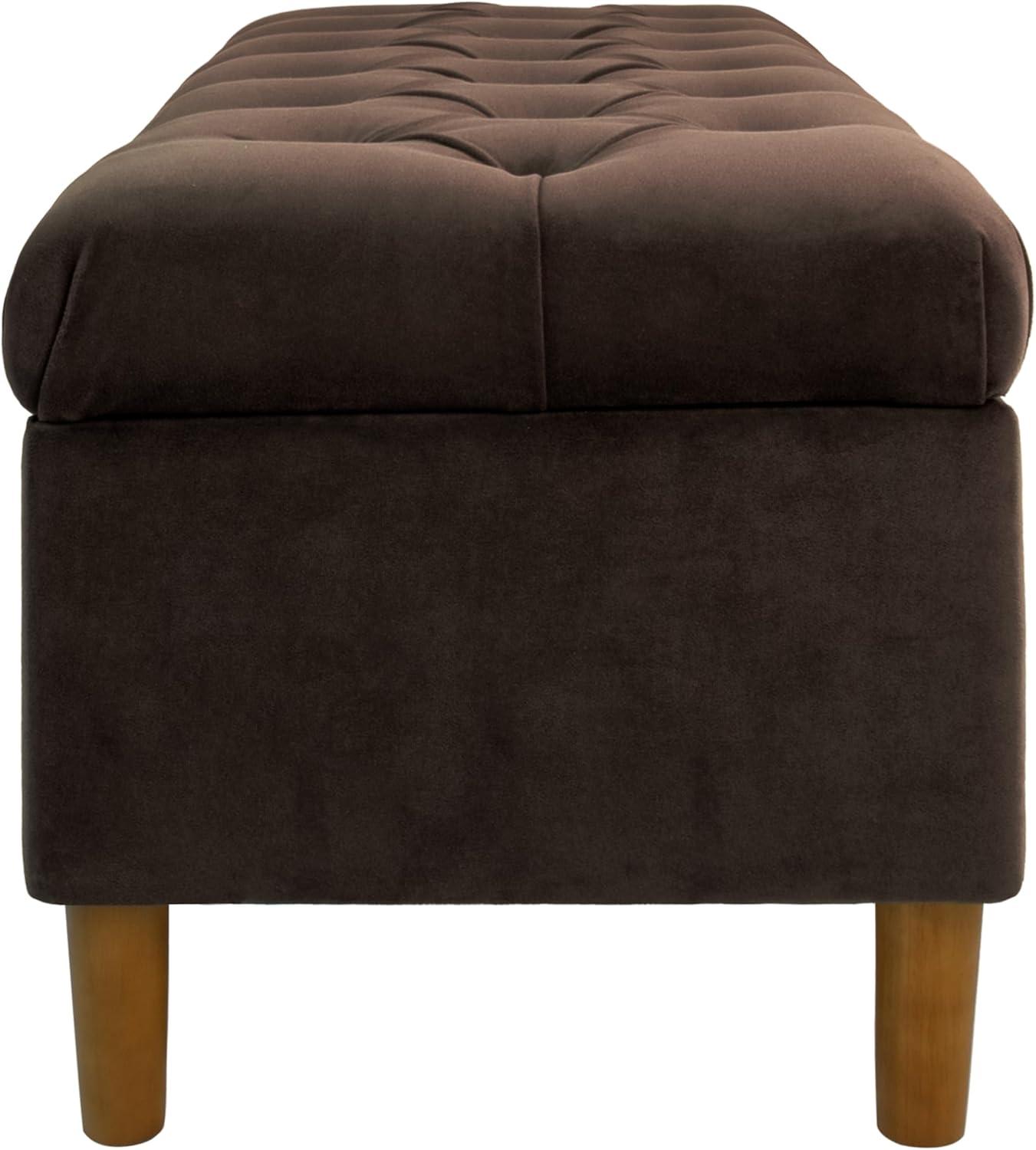 Button Tufted Storage Bench with Cone Wood Legs - HomePop