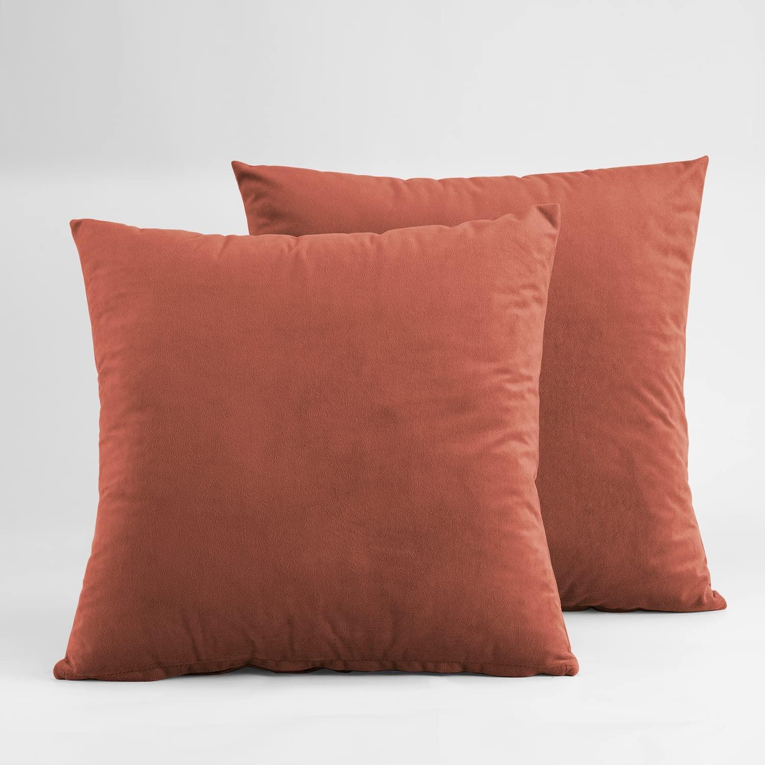 Exclusive Fabrics Signature Velvet Cushion Cover (Set of 2) Crimson Rust