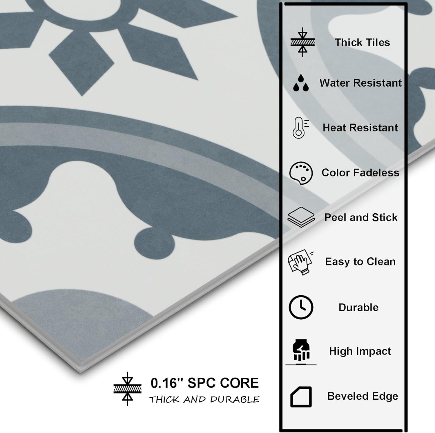 Sunwings 9'' x 9'' x 4mm SPC Peel & Stick Floor Tile Luxury Vinyl Flooring