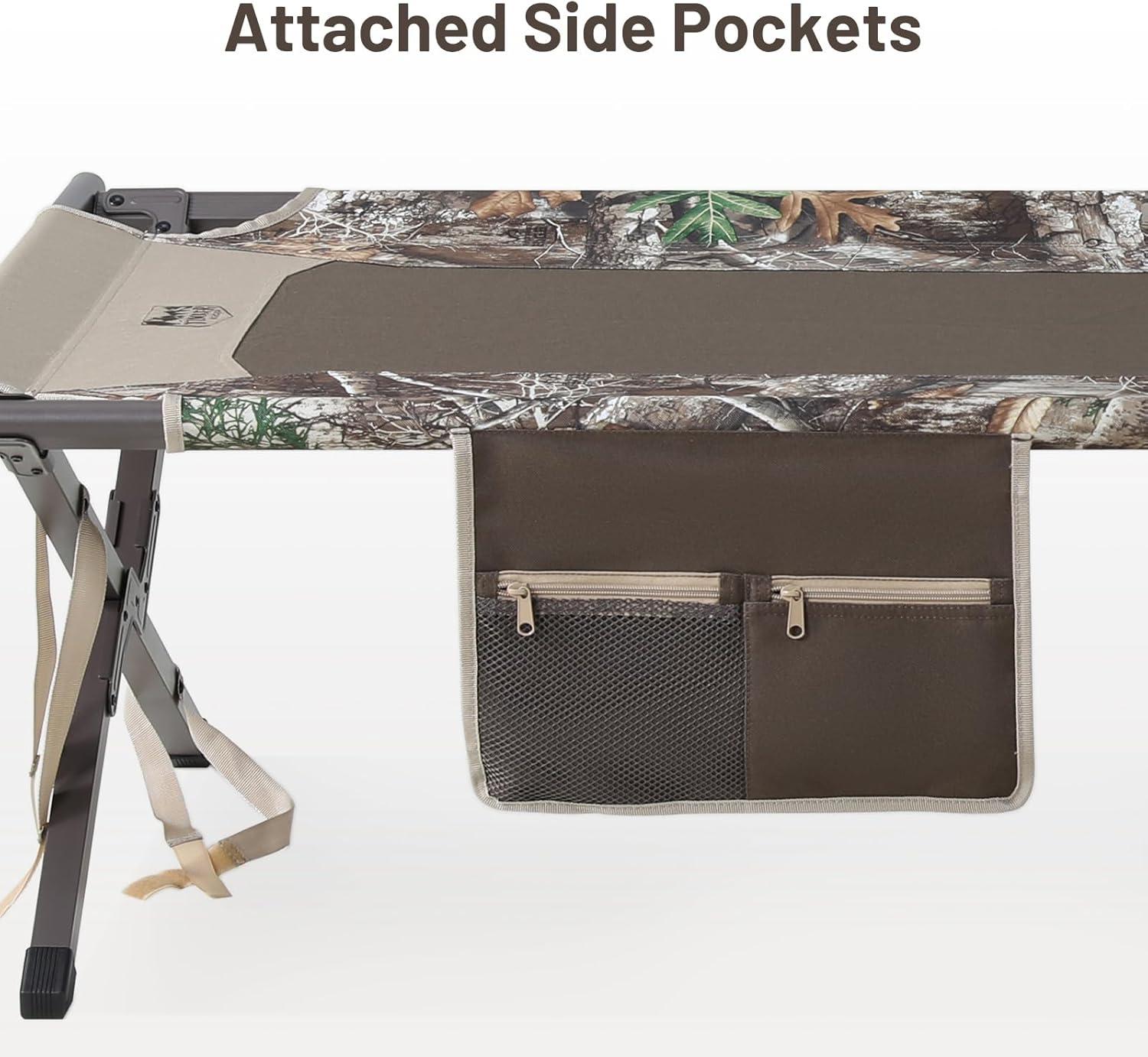 TIMBER RIDGE Folding Camping Cot for Adults,Outdoor Bed Camp Cots for Sleeping with Carry Bag，Foldable XL Hunting for Camping, Hiking, Camouflage，Home, Travel, Support up to 300lbs, Camo