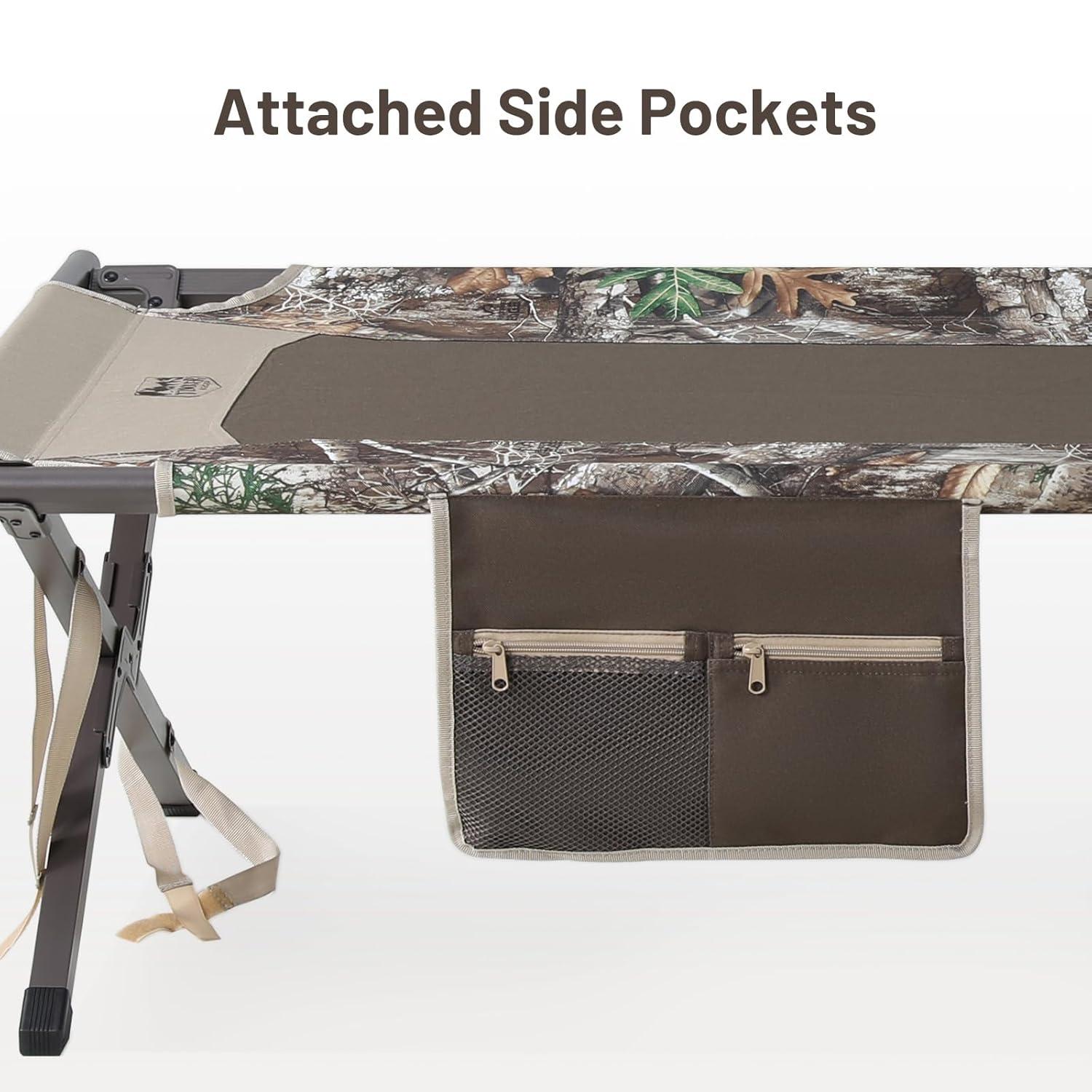 TIMBER RIDGE Folding Camping Cot for Adults,Outdoor Bed Camp Cots for Sleeping with Carry Bag，Foldable XL Hunting for Camping, Hiking, Camouflage，Home, Travel, Support up to 300lbs, Camo