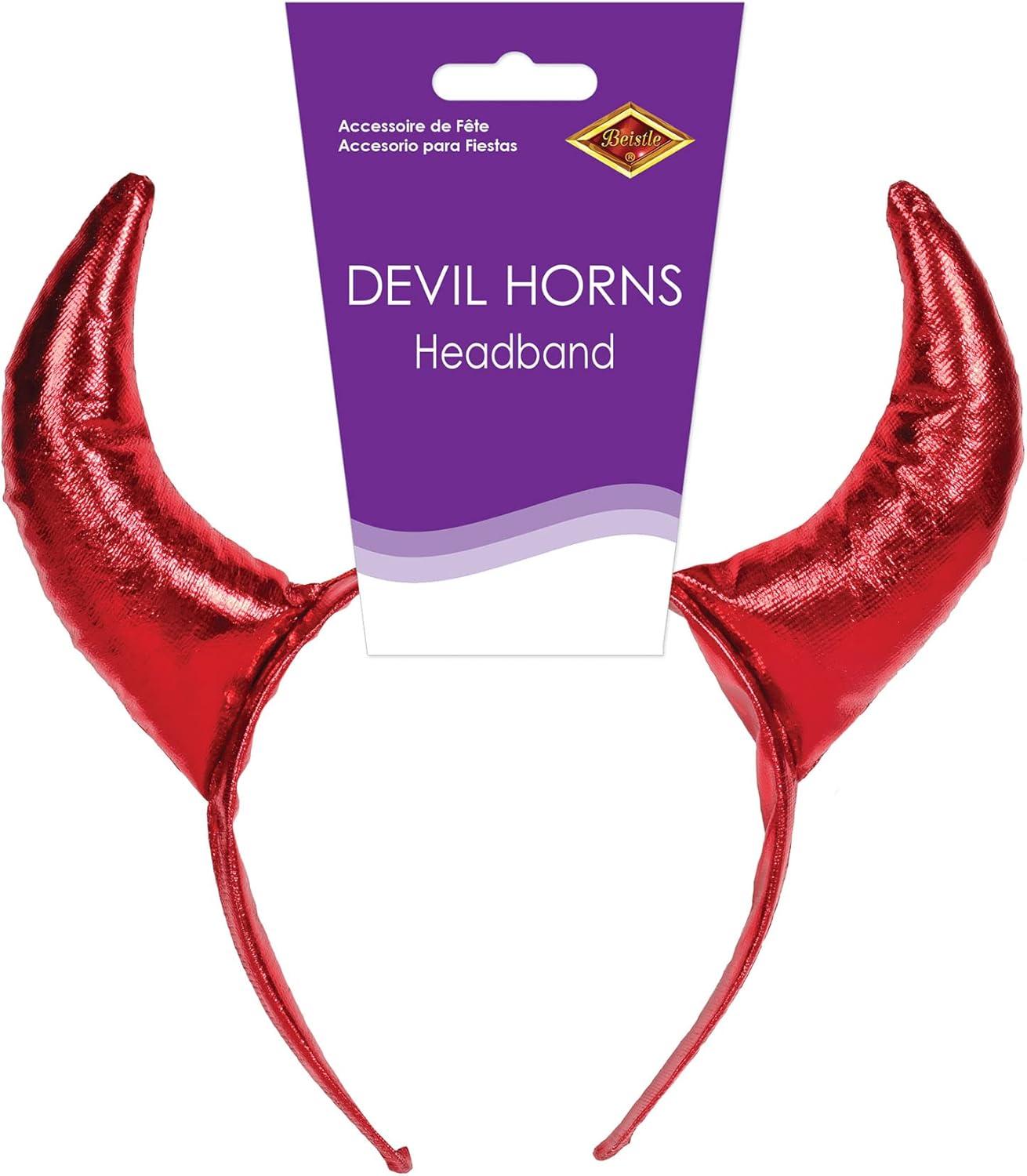 Shiny Red Fabric Devil Horns Headband for Cosplay