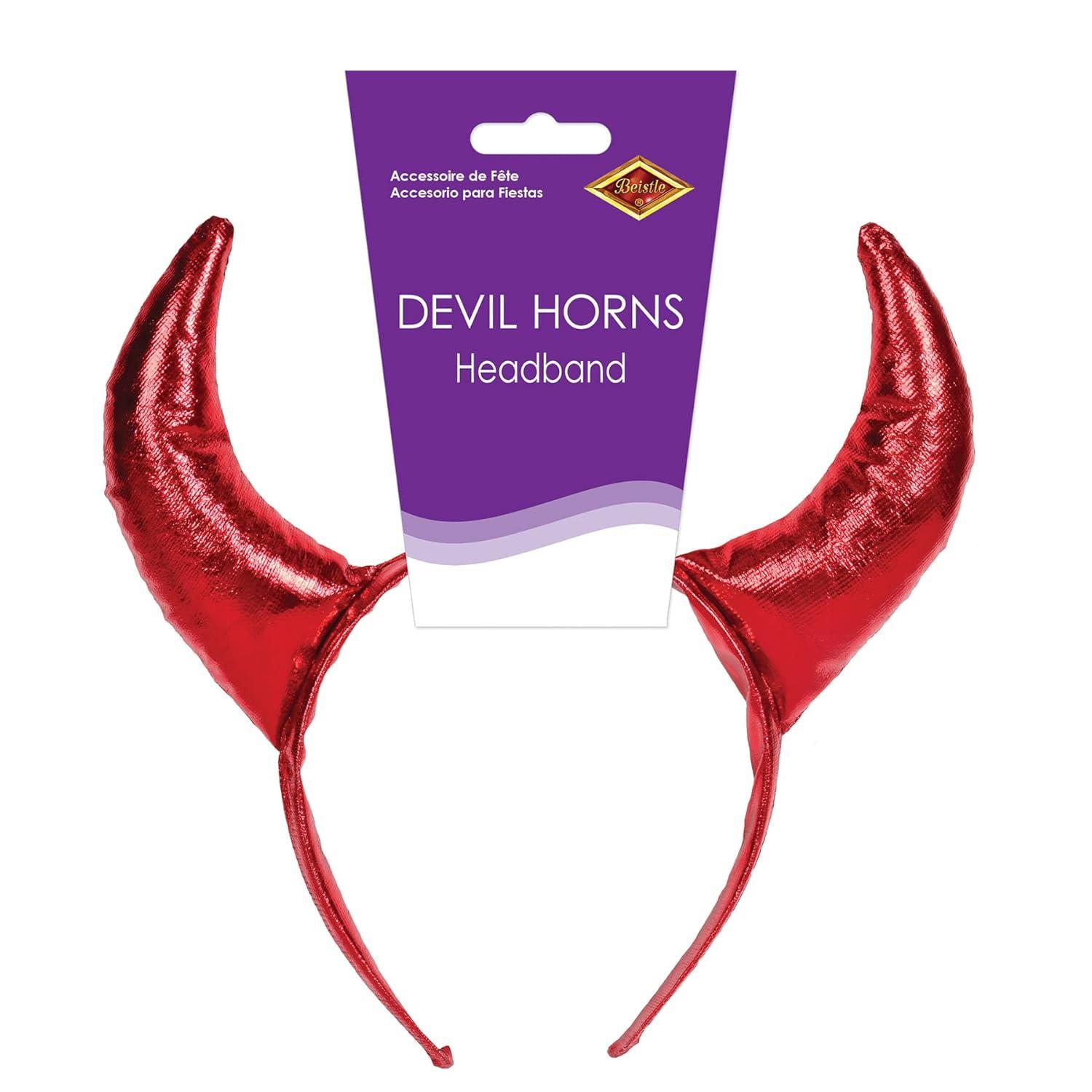 Shiny Red Fabric Devil Horns Headband for Cosplay