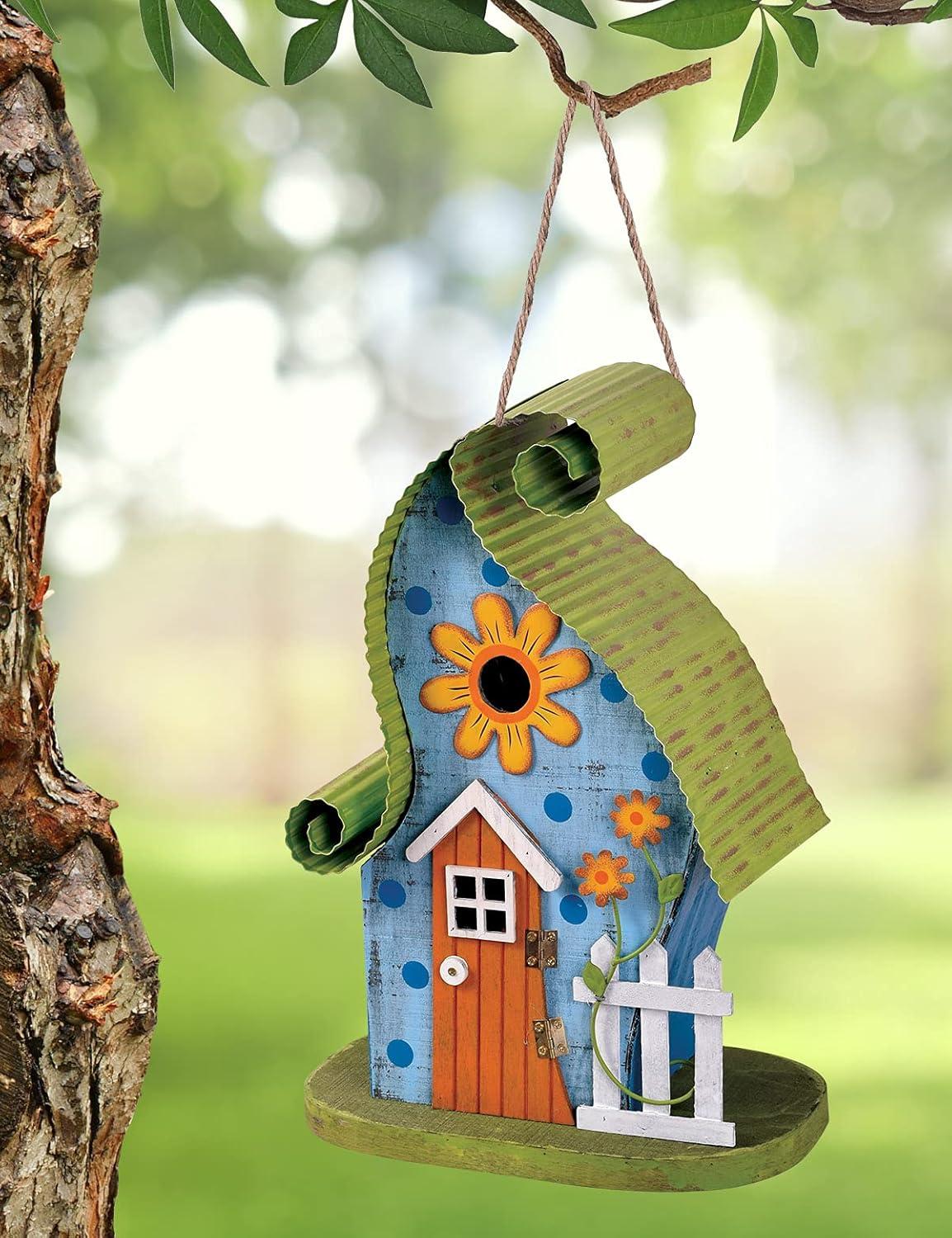 Green and Blue Fairytale Cottage Decorative Birdhouse