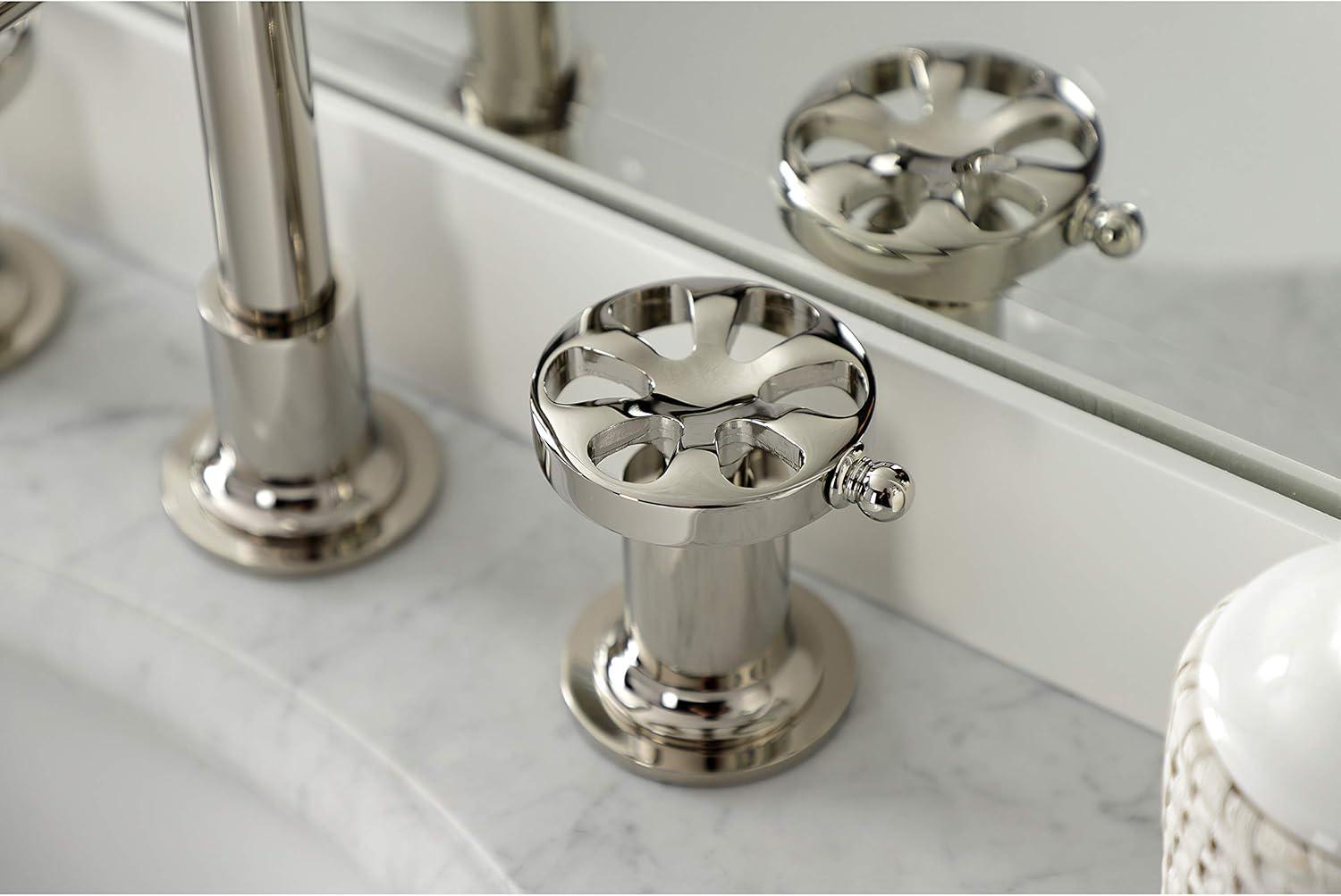 Kingston Brass Belknap Two-Handle 3-Hole Deck Mount Widespread Bathroom Faucet with Push Pop-Up Drain