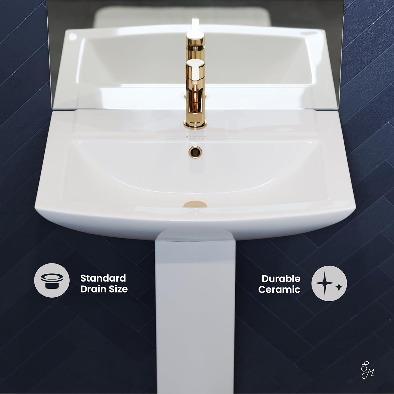 Sublime Pedestal Bathroom Sink Square Single Faucet Hole