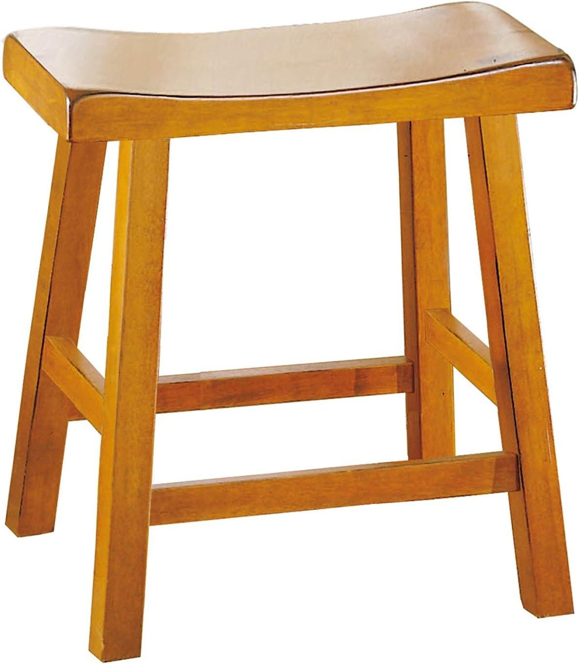 Kingfisher Lane 18" Solid Wood Dining Stool in Oak (Set of 2)