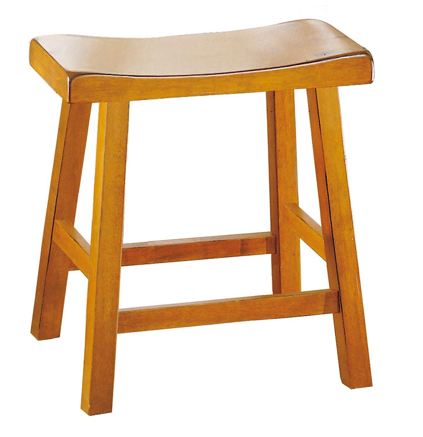 Kingfisher Lane 18" Solid Wood Dining Stool in Oak (Set of 2)