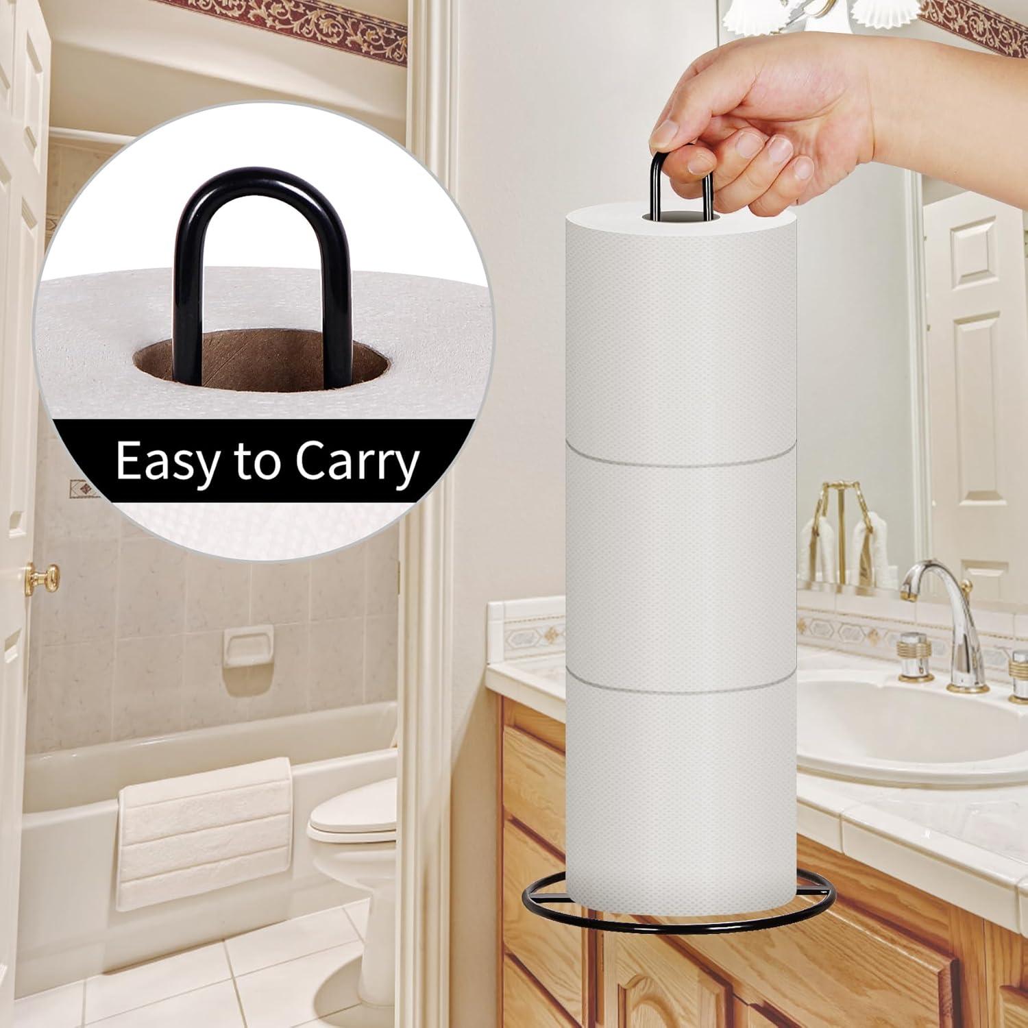 Toilet Paper Holder Stand, OBODING, Black Freestanding Toilet Paper Holder for Storing 3 Rolls of Toilet Papers (Black)