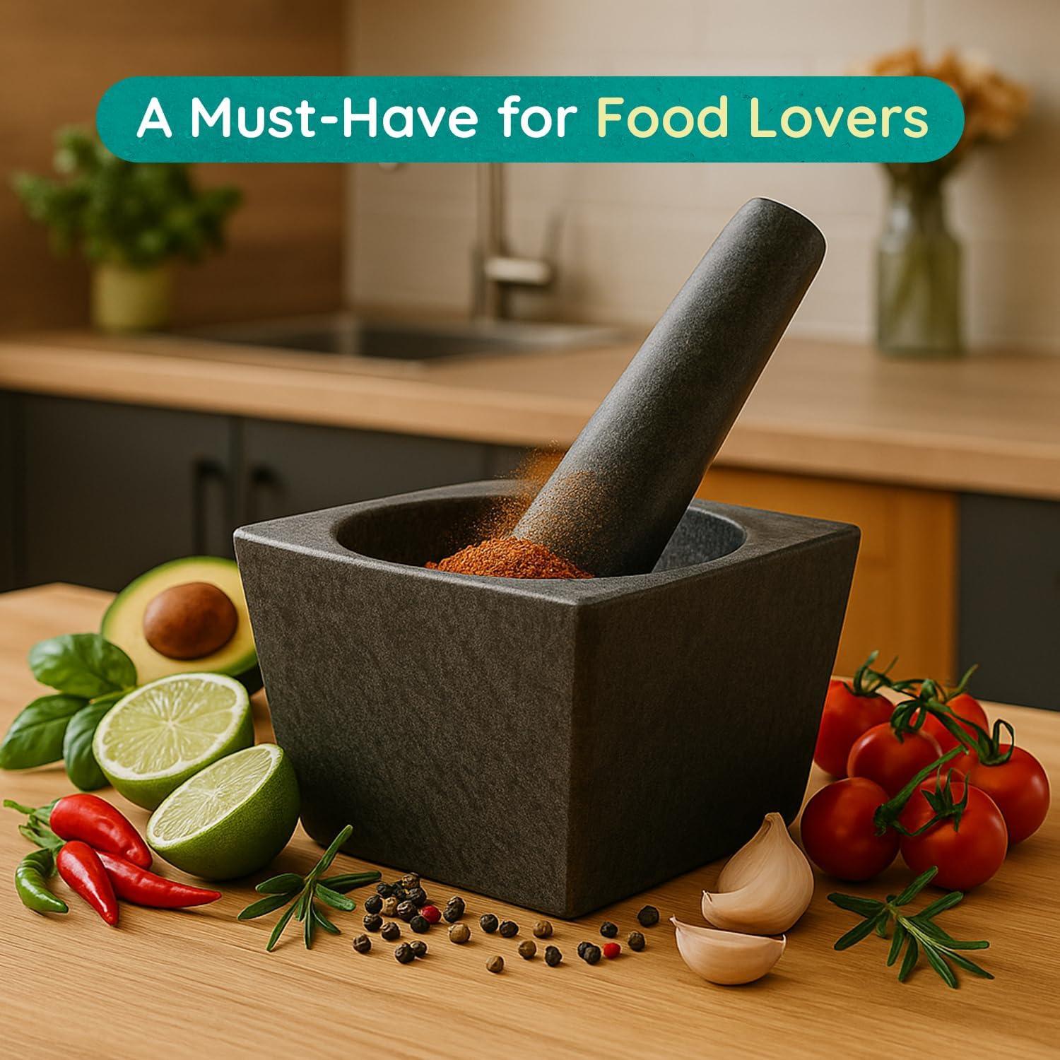 Pepe Nero Authentic Granite Stone Mexican Molcajetes Mortar and Pestle