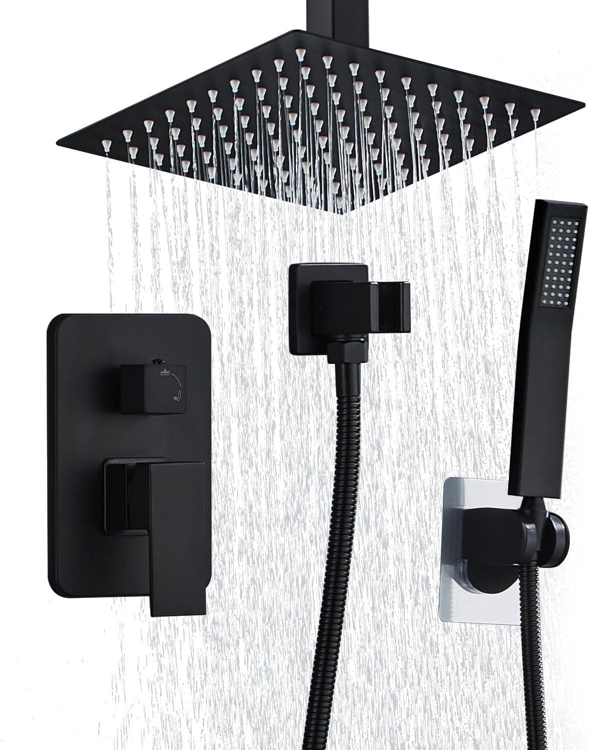 Matte Black 8-Inch Rainfall Shower System with Handheld Spray