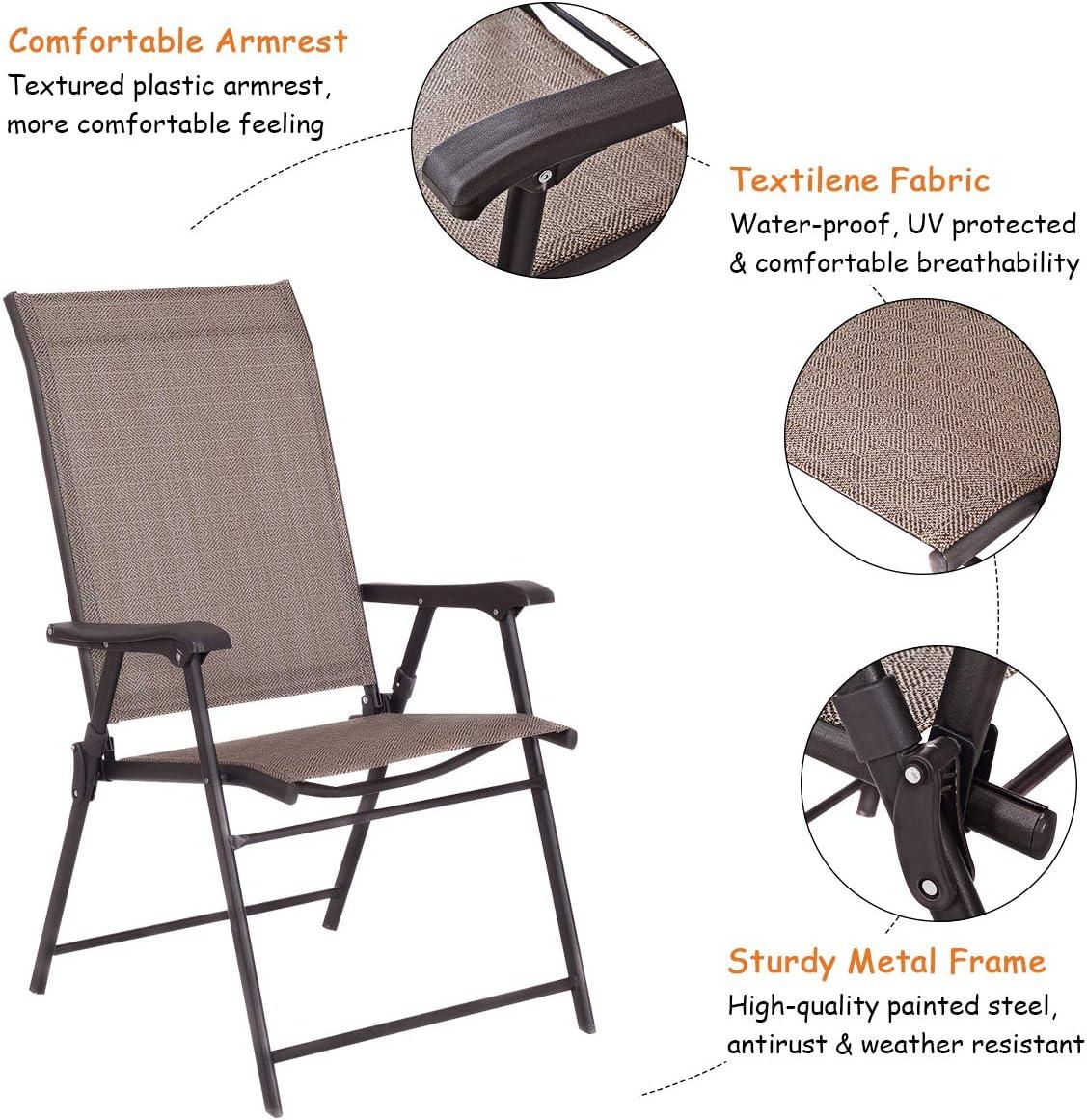 Quick Dry Breathable Fabric Foldable Portable Patio Lawn Chair (Set of 2)