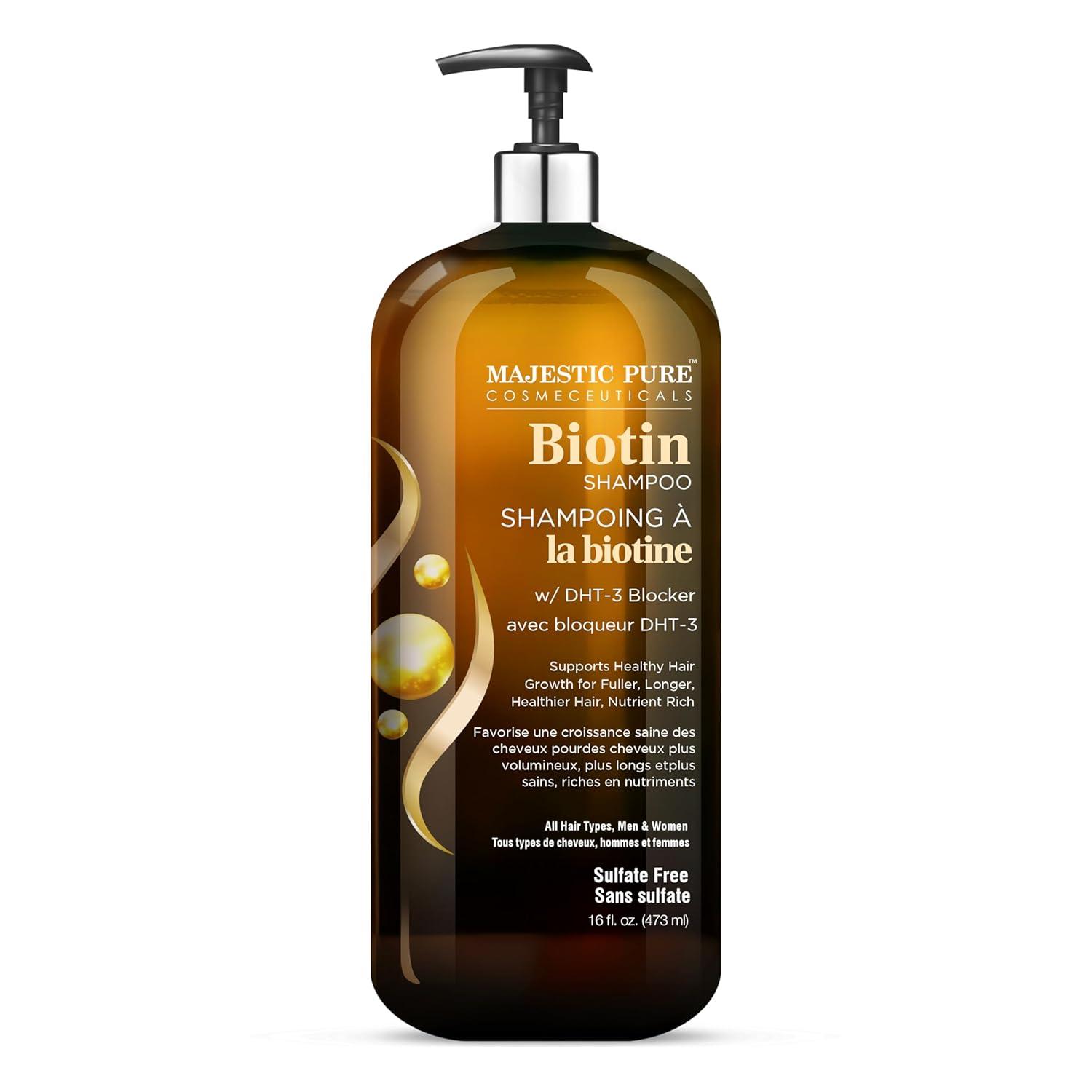 Majestic Pure Biotin Shampoo with DHT Blocker - Hydrating & Sulfate Free for Thin Hair - 16 fl oz