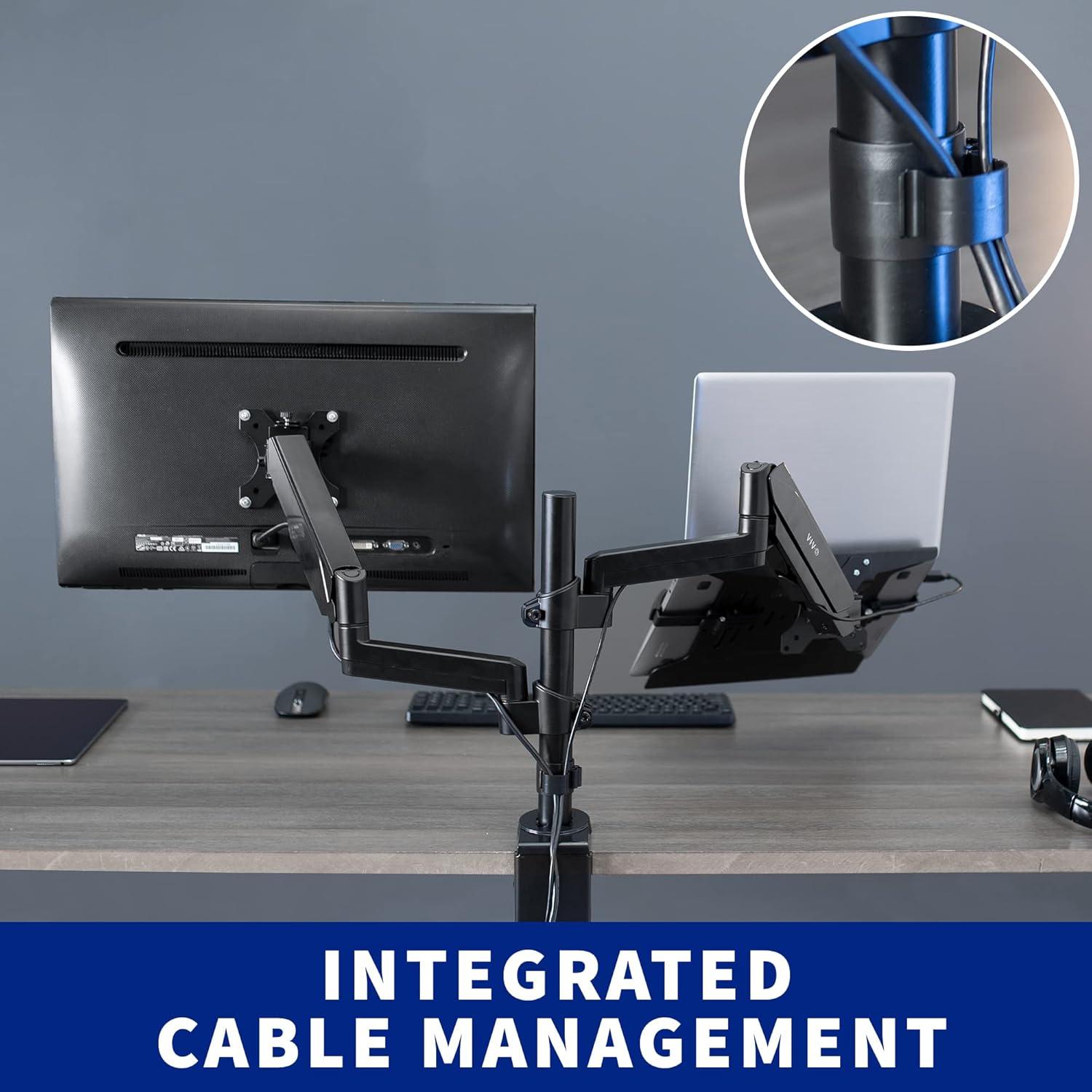 Pneumatic Arm Single Monitor and Laptop Desk Mount