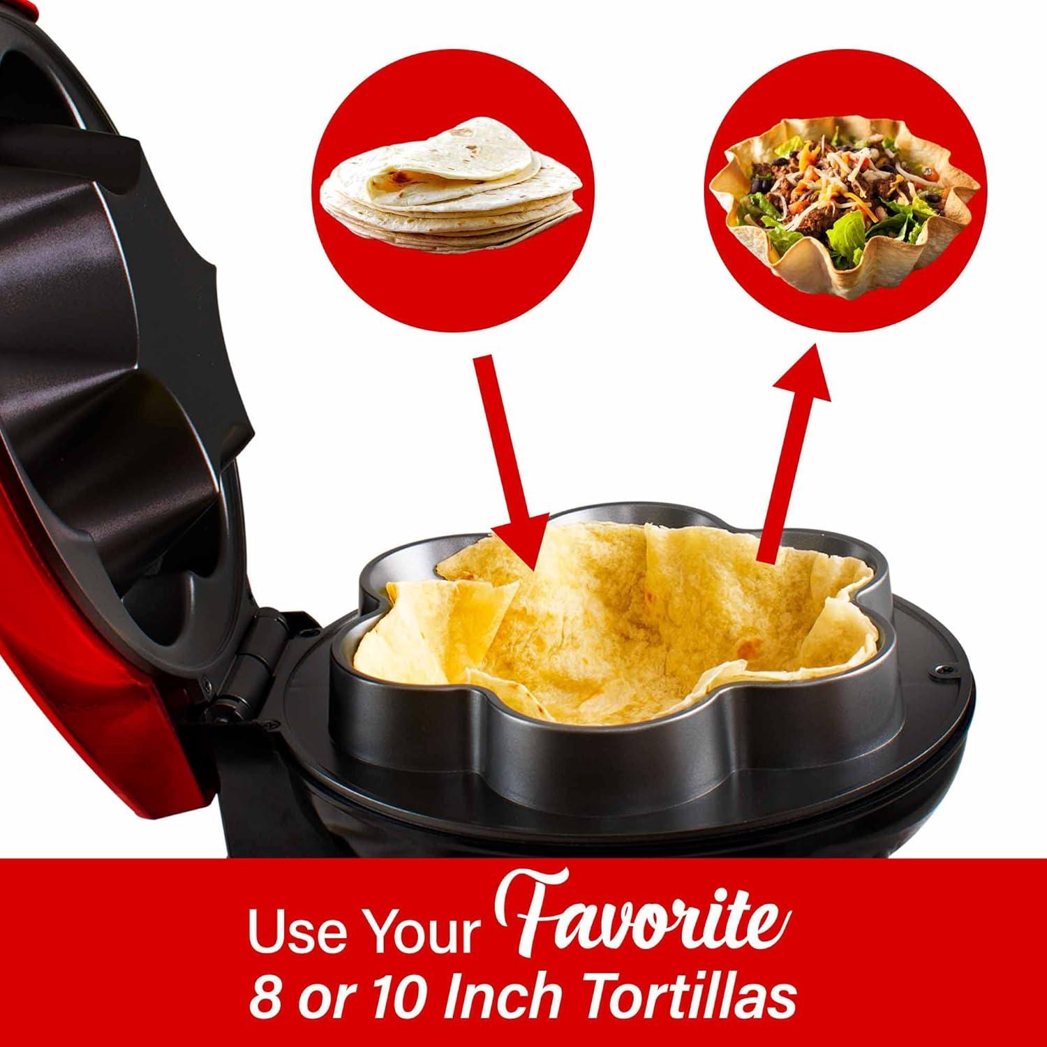 Brentwood TS-257R 10-In. Electric Tortilla Taco Bowl Maker, Red