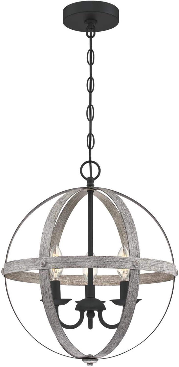 Stella Mira 15" Antique Ash and Matte Black Vintage-Industrial Chandelier