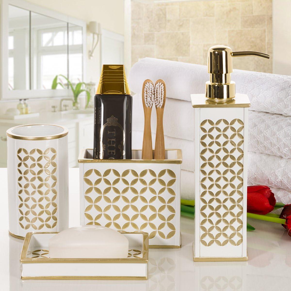 Creative Scents Diamond Lattice White Bathroom Accessories Set