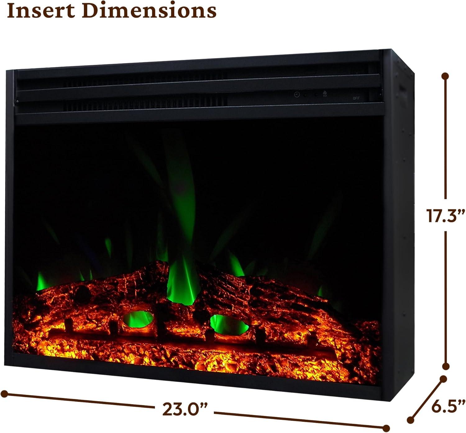 Cambridge Sanoma 72'' Electric Fireplace with Enhanced Charred Log Insert | Multi-Color Flame | For Rooms up to 210 Sq.Ft | Remote | Slate Blue Mantel | Adjustable Heat Settings