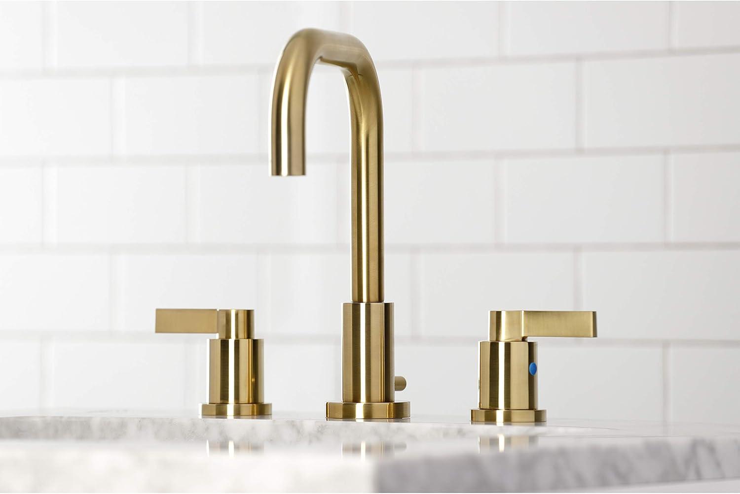 Elegant Brushed Brass Widespread Bathroom Faucet with Pop-Up Drain