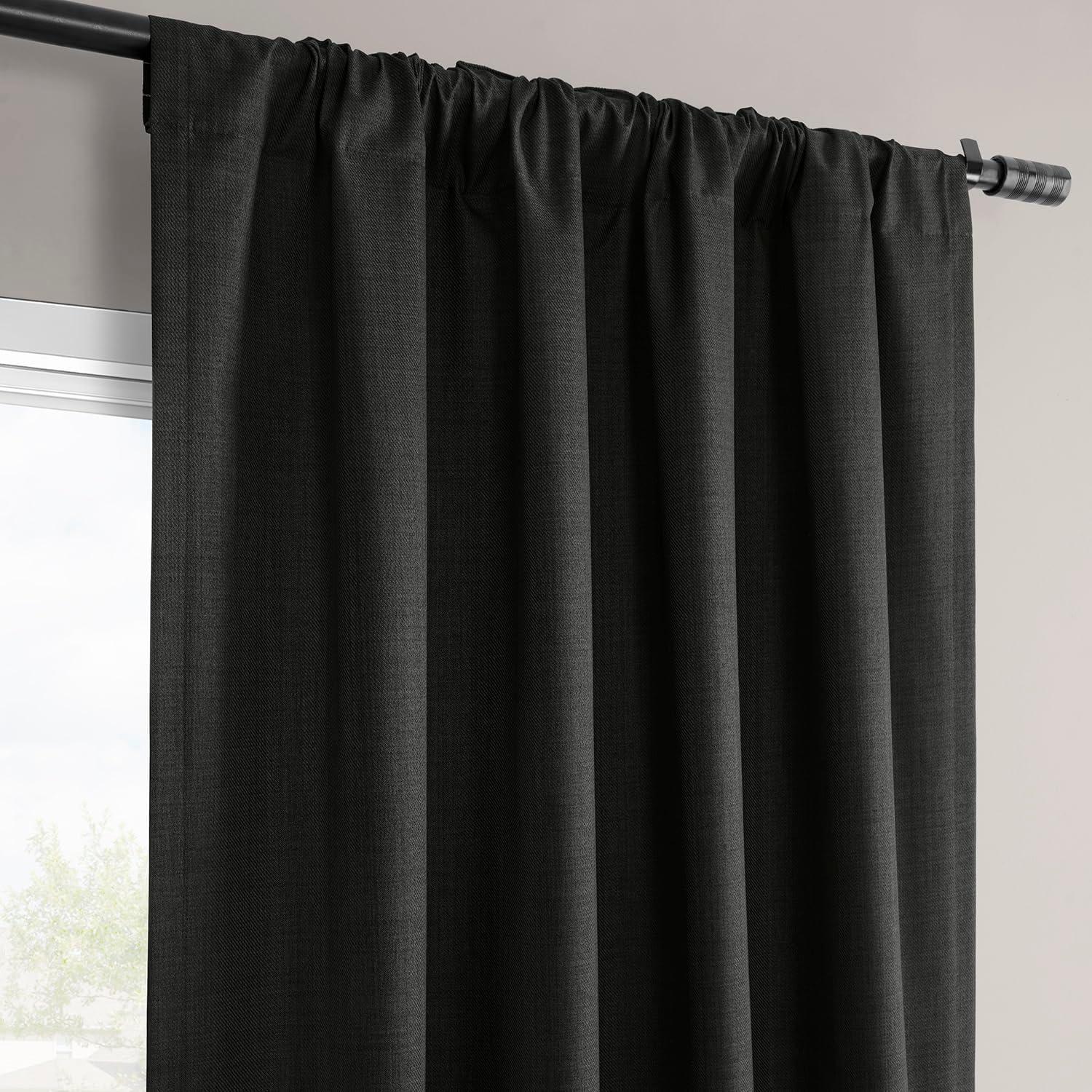 Vienna Black Linen Blackout Window Panel Set, 50" x 84"