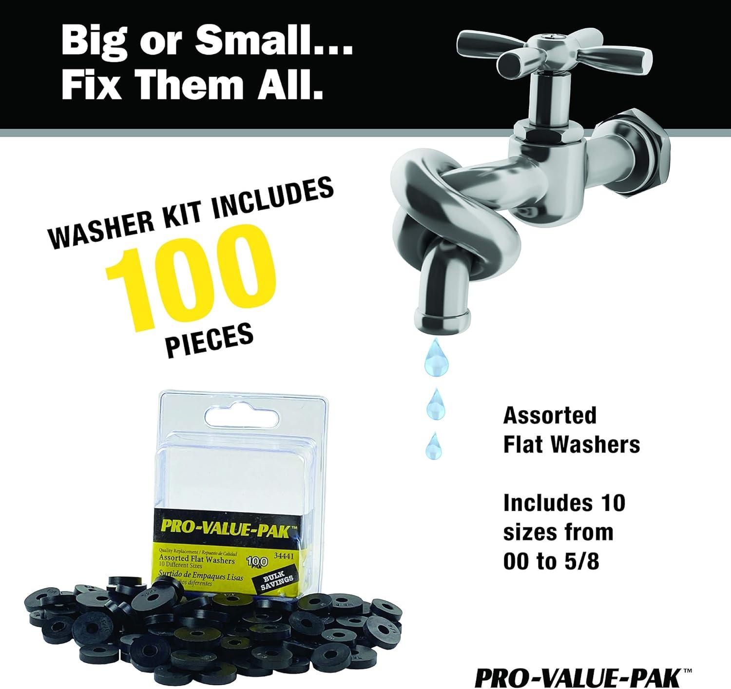 Danco 100-Piece Assorted Black Rubber Flat Washer Set