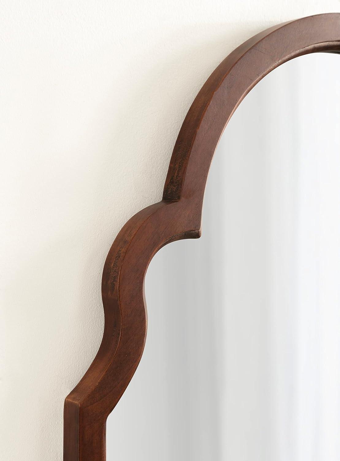 Kate and Laurel Hogan Wood Arch Mirror, 24x36, Walnut Brown