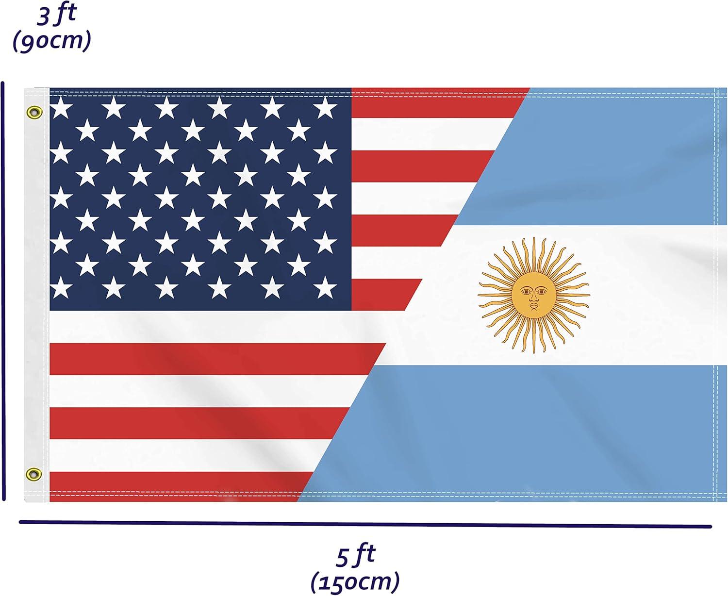 3x5 FT USA Argentina Patriotic Outdoor Flag with Brass Grommets