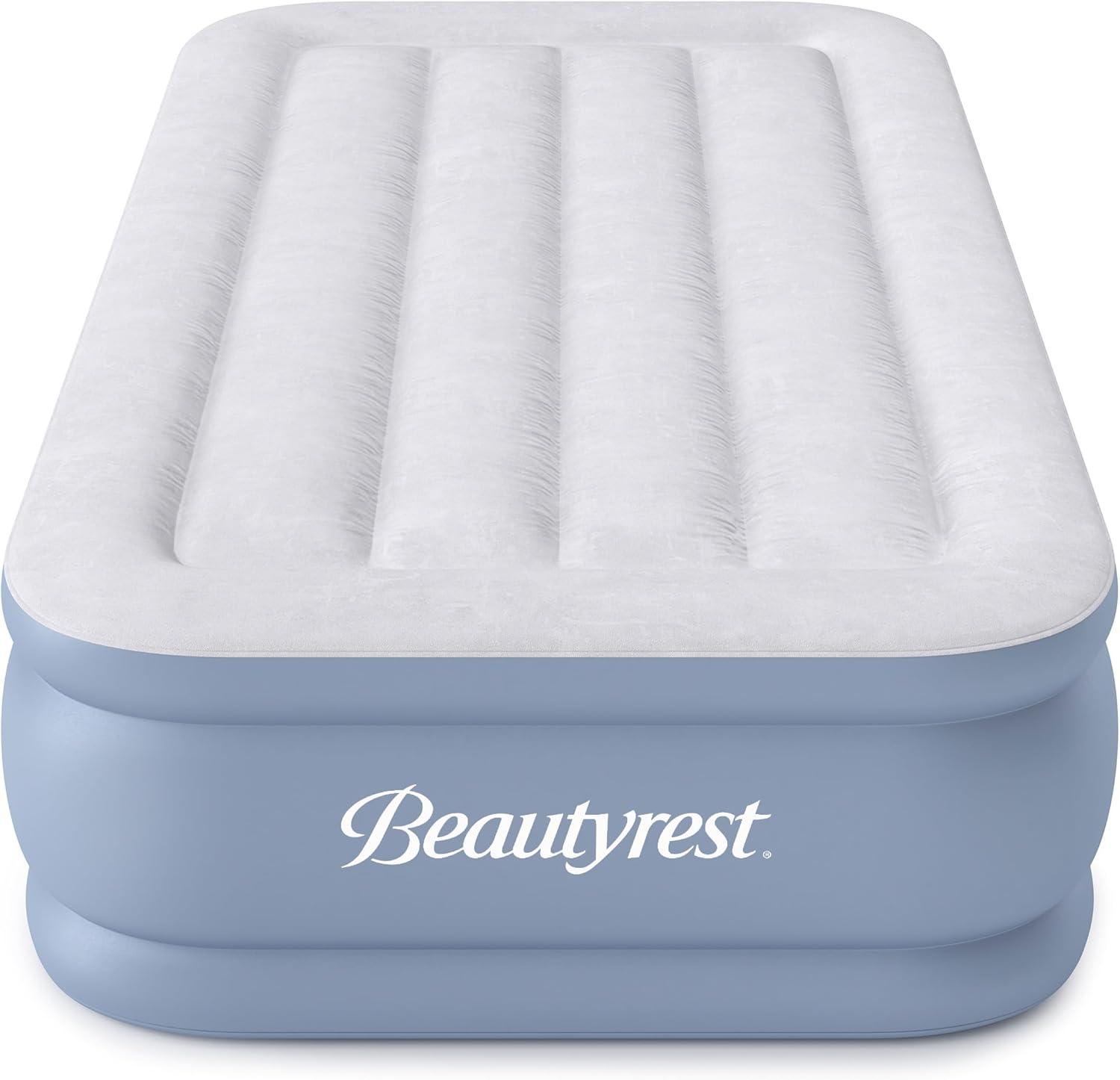 Beautyrest Hi Loft 15" Twin Size Air Mattress with External Pump - Blow up Air Bed 1-Year Warranty