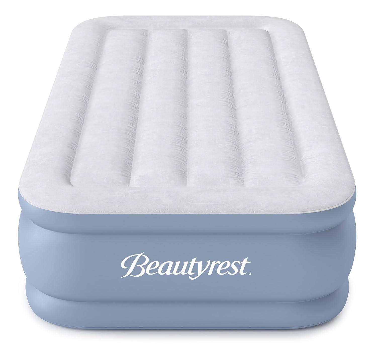 Beautyrest Hi Loft 15" Twin Size Air Mattress with External Pump - Blow up Air Bed 1-Year Warranty