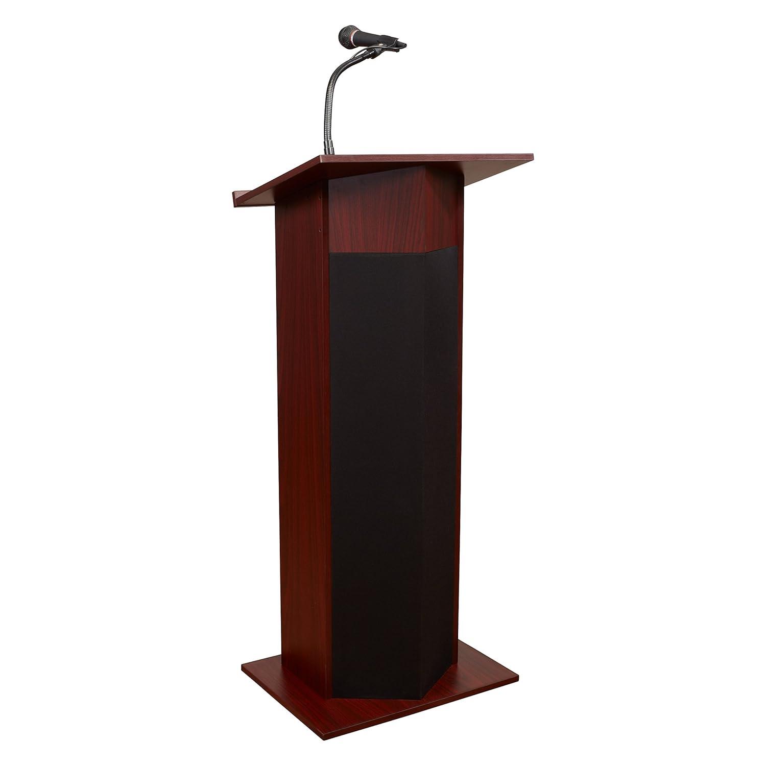 Mahogany Multimedia Sound Lectern with Microphone