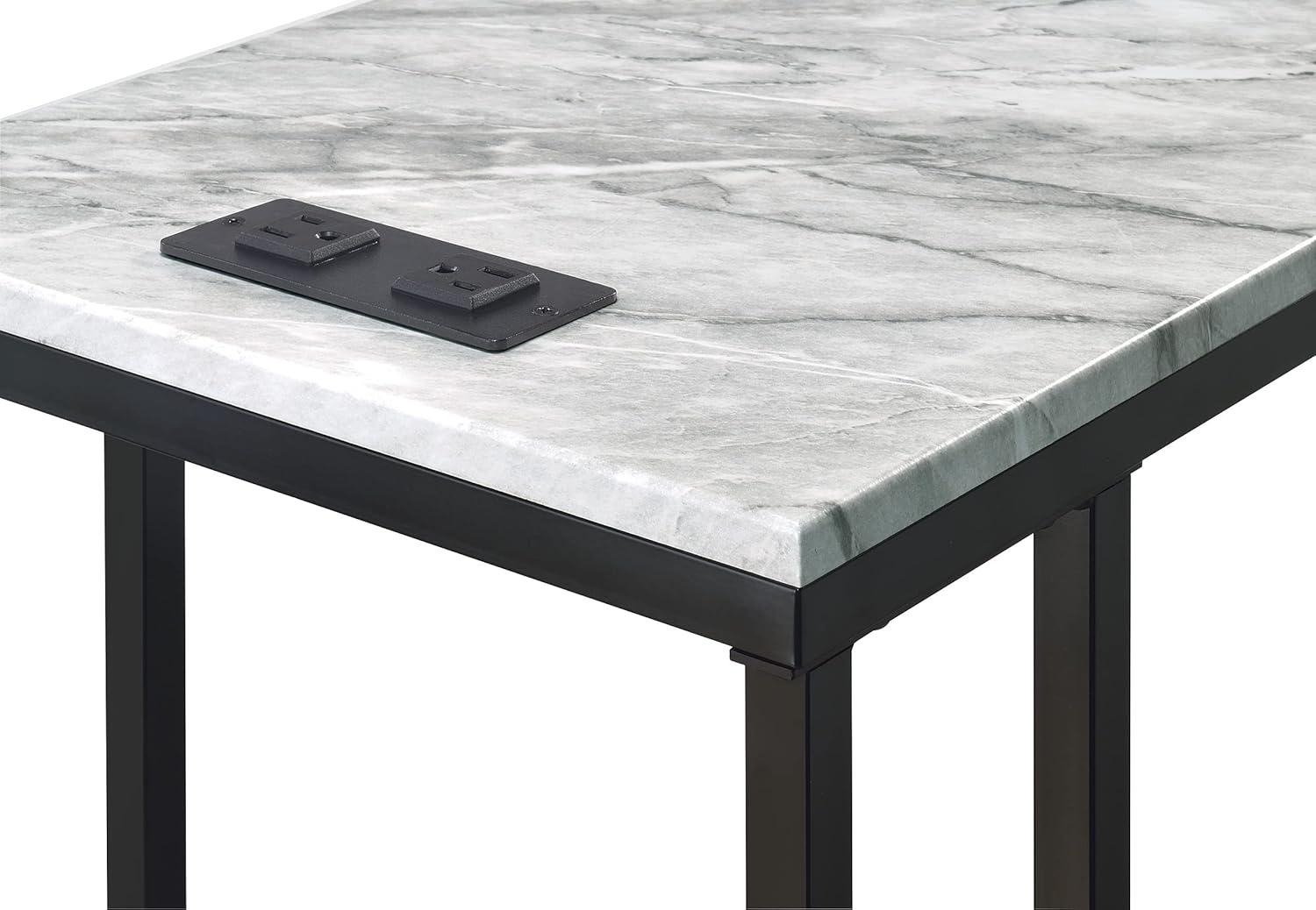 Norwich 24" C-Table with White Marble Top and Black Metal Base