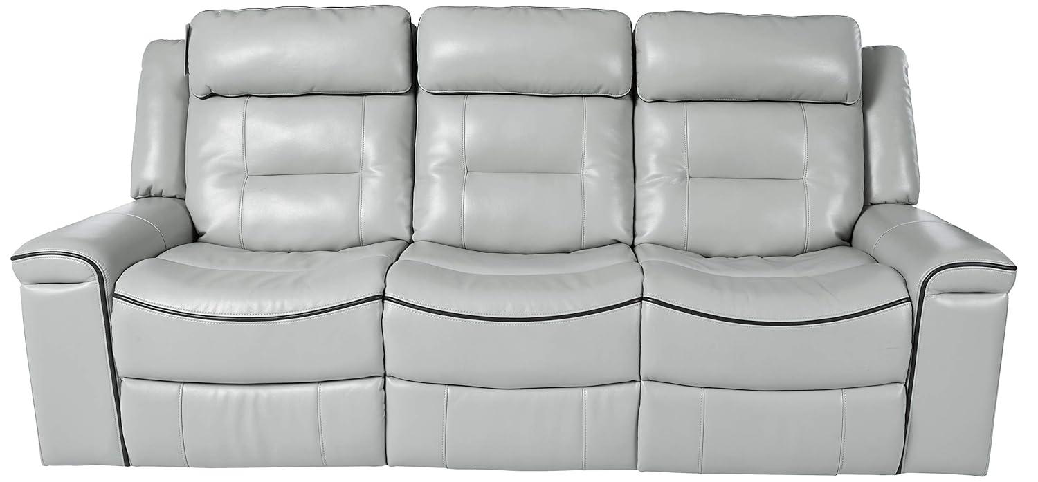 Homelegance Darwan 88" Leather Gel Double Reclining Sofa, Light Gray