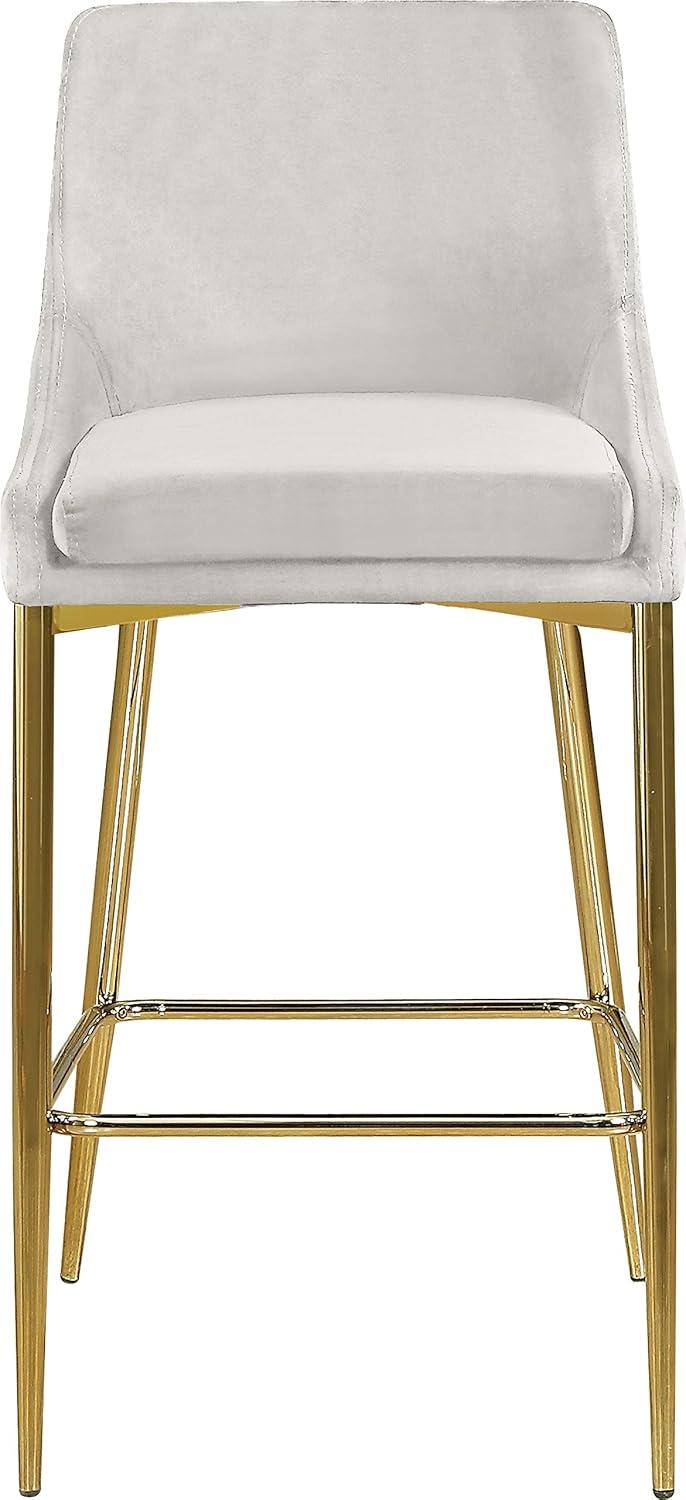 Meridian Furniture Karina 27.5"H Velvet Counter Stool in Cream (Set of 2)