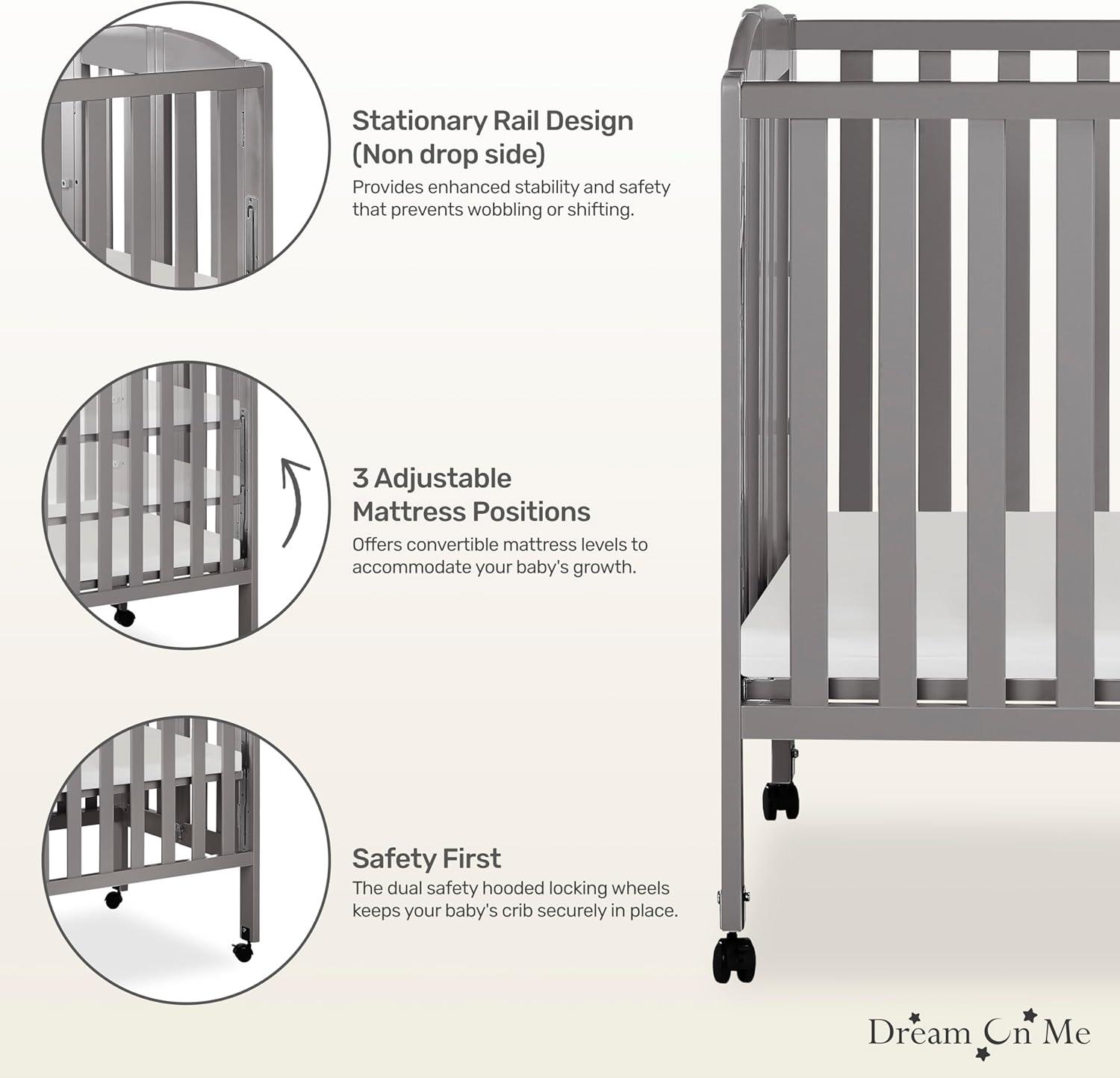 Dream On Me 2-in-1 Mini Convertible Portable Crib
