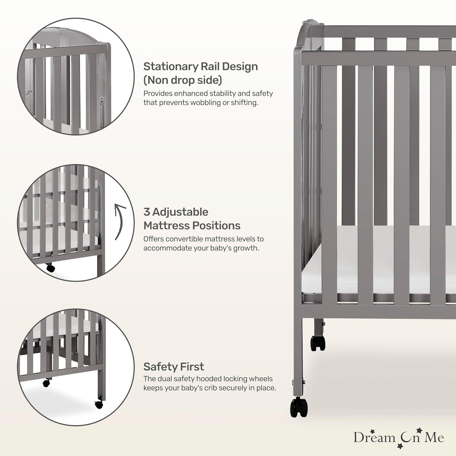 Dream On Me 2-in-1 Mini Convertible Portable Crib
