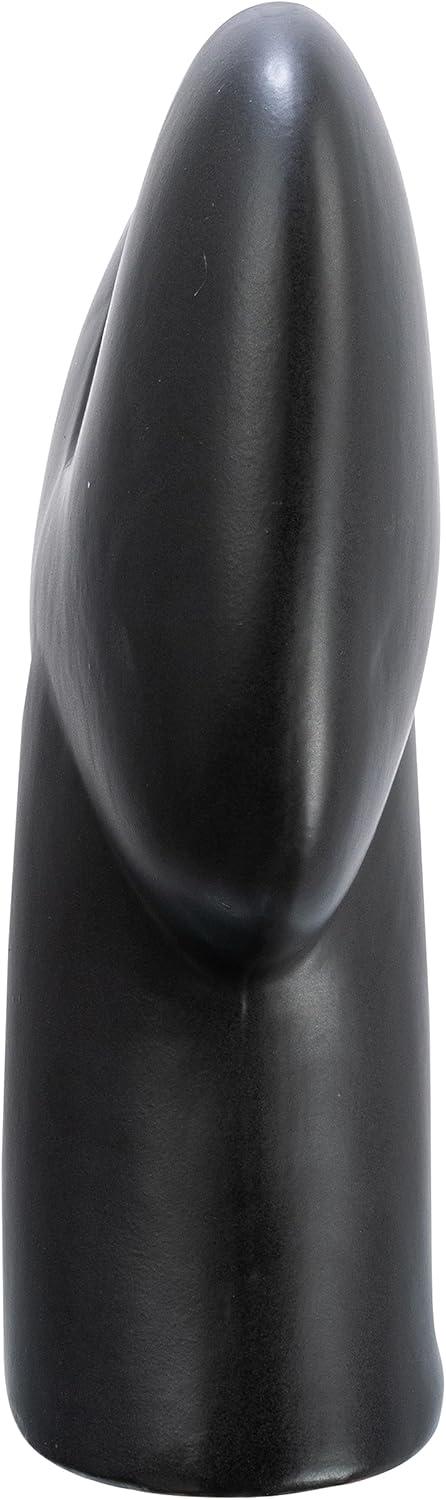 Bloomingville Modern Stoneware Abstract Vase, Matte Black