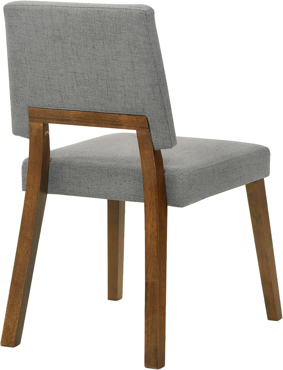 Channell Wood Dining Chair in Walnut Finish with Charcoal Fabric - Set of 2