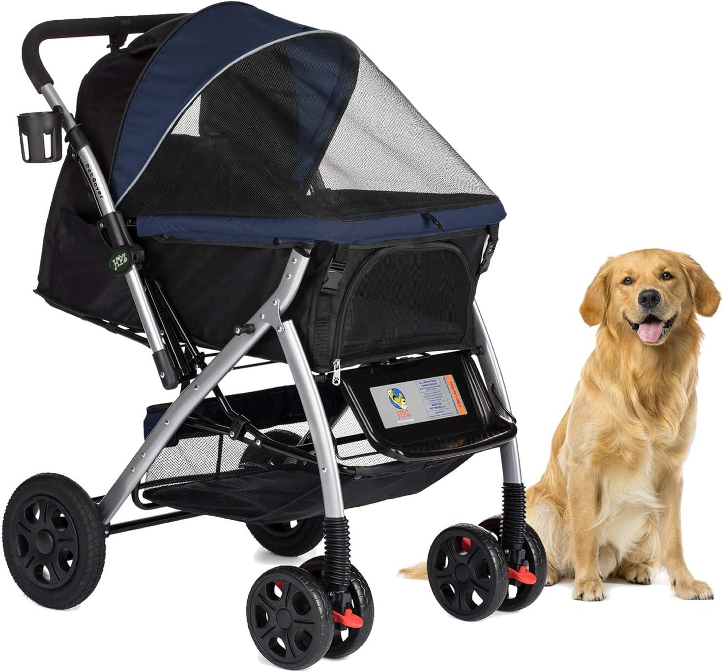 Midnight Blue Heavy Duty Dog Stroller with Mesh Cover